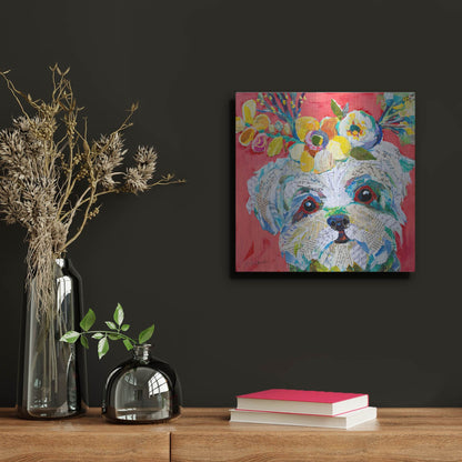 Luxe Metal Art 'Floral Hot Dog' by St. Hilaire Elizabeth, Metal Wall Art,12x12