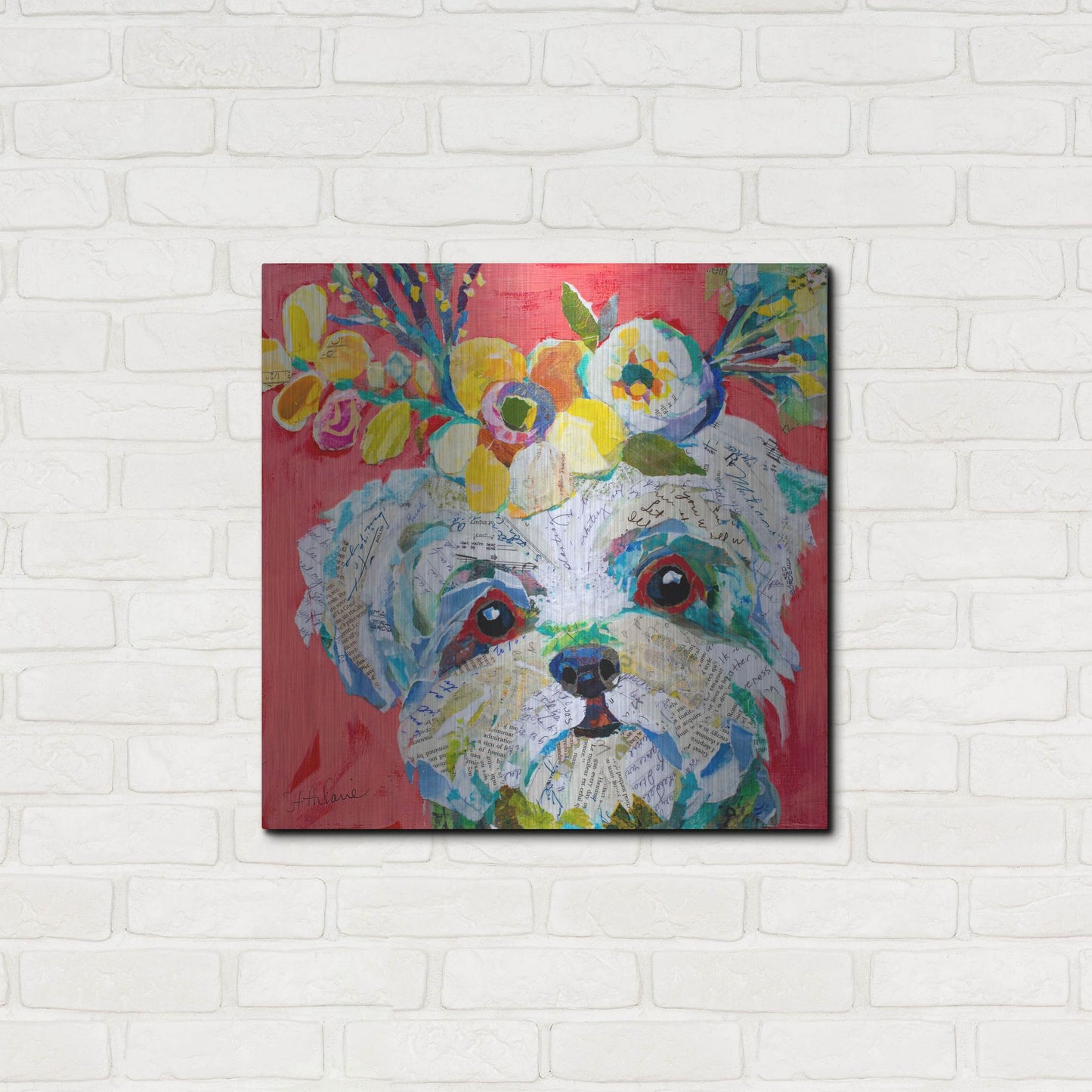 Luxe Metal Art 'Floral Hot Dog' by St. Hilaire Elizabeth, Metal Wall Art,24x24