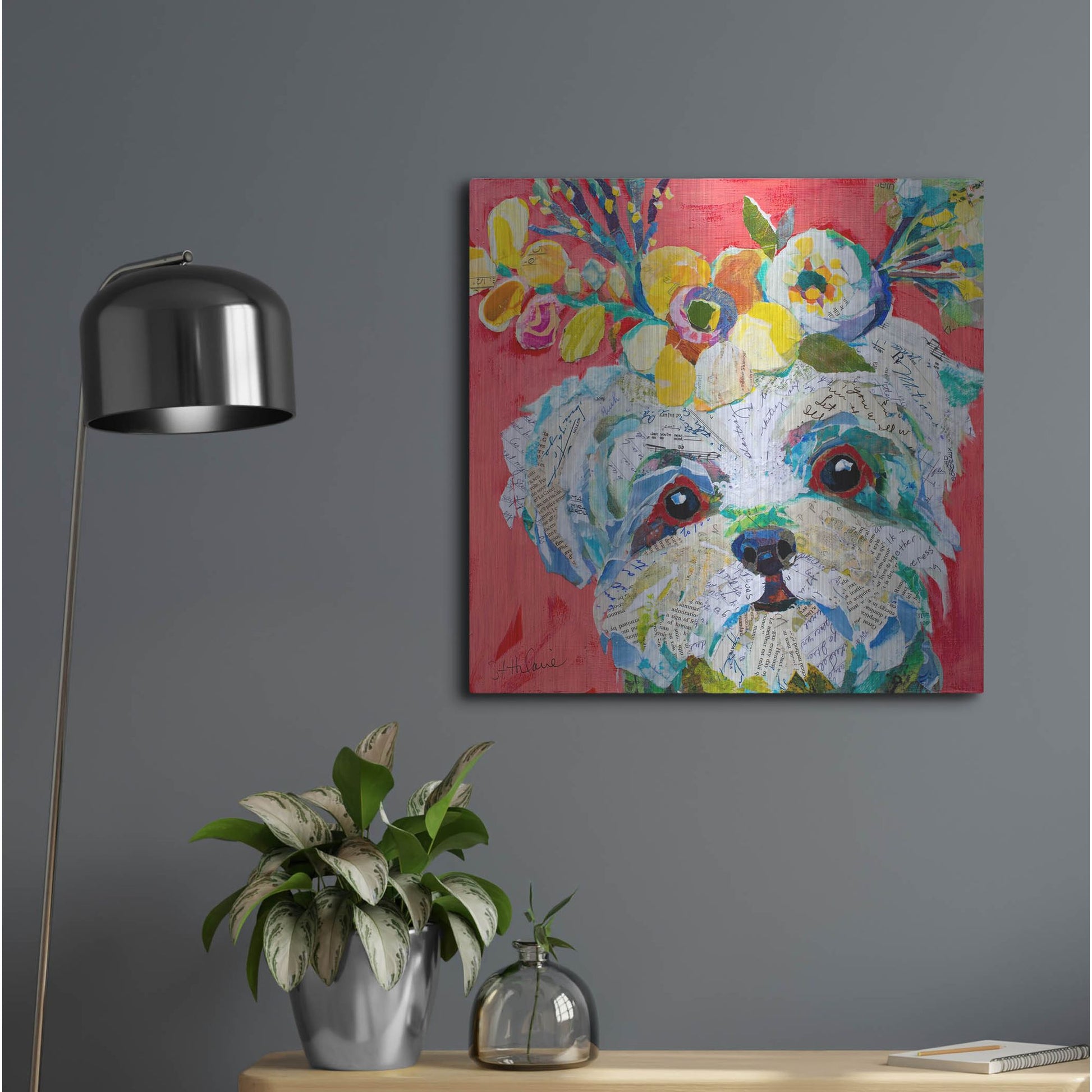 Luxe Metal Art 'Floral Hot Dog' by St. Hilaire Elizabeth, Metal Wall Art,24x24