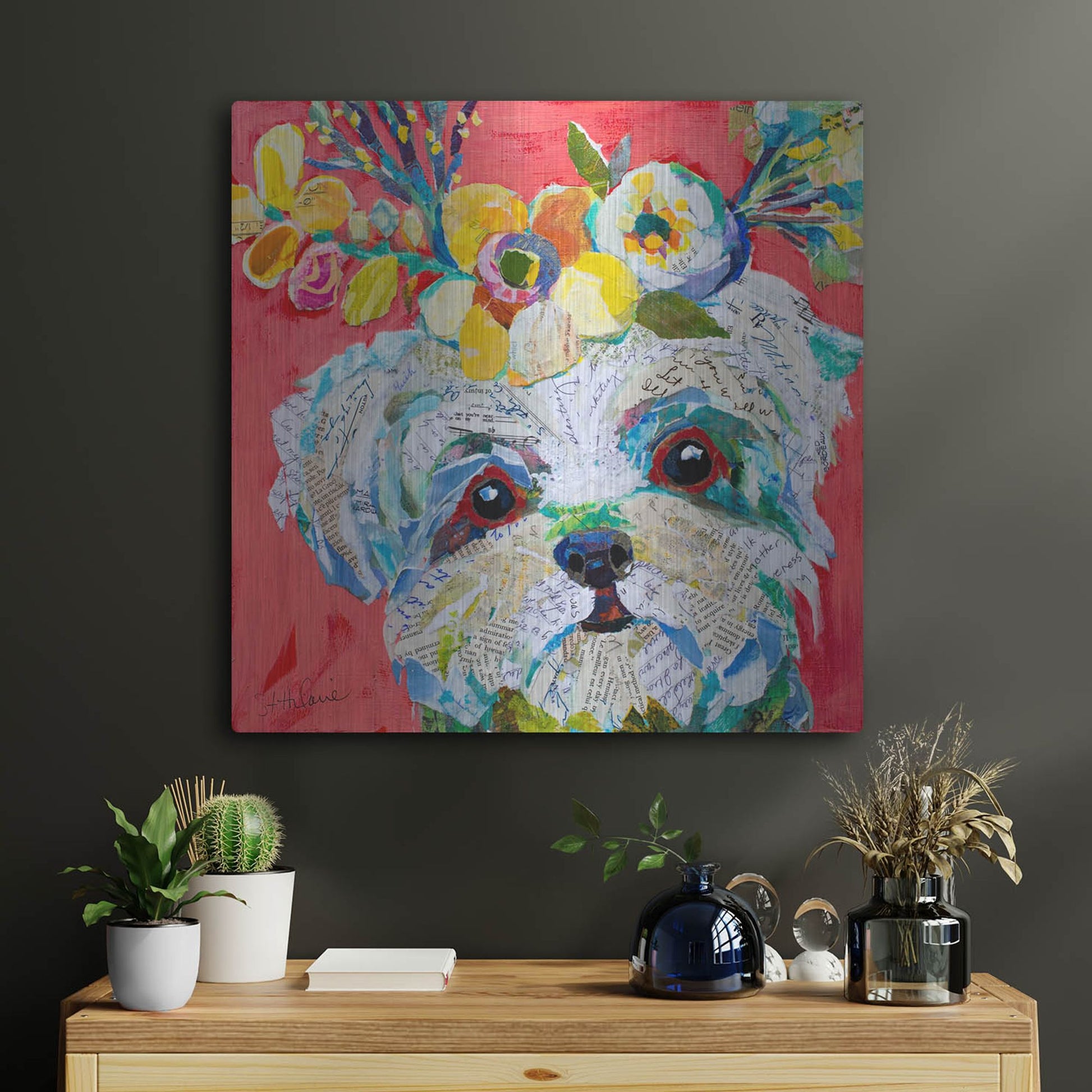 Luxe Metal Art 'Floral Hot Dog' by St. Hilaire Elizabeth, Metal Wall Art,24x24