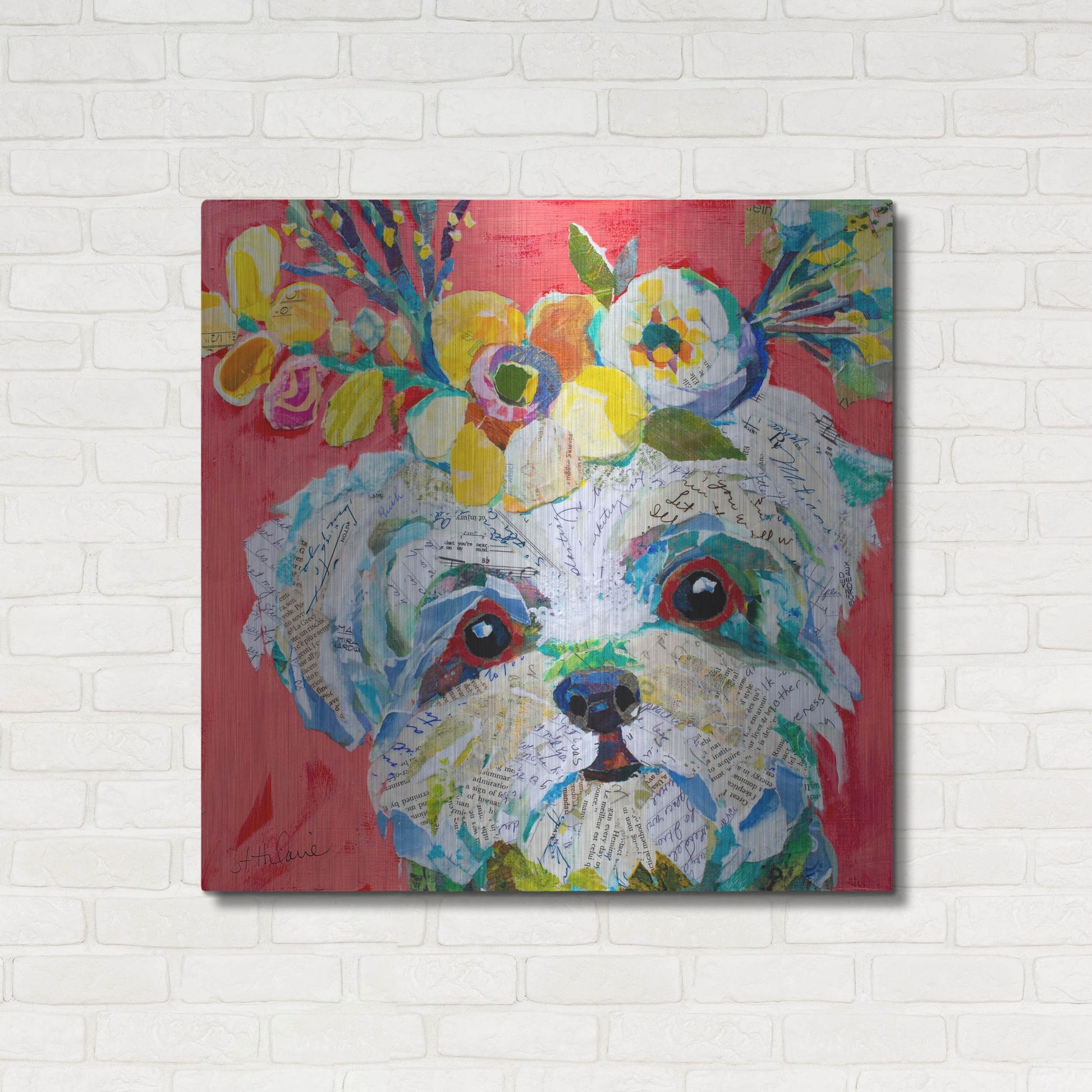 Luxe Metal Art 'Floral Hot Dog' by St. Hilaire Elizabeth, Metal Wall Art,36x36