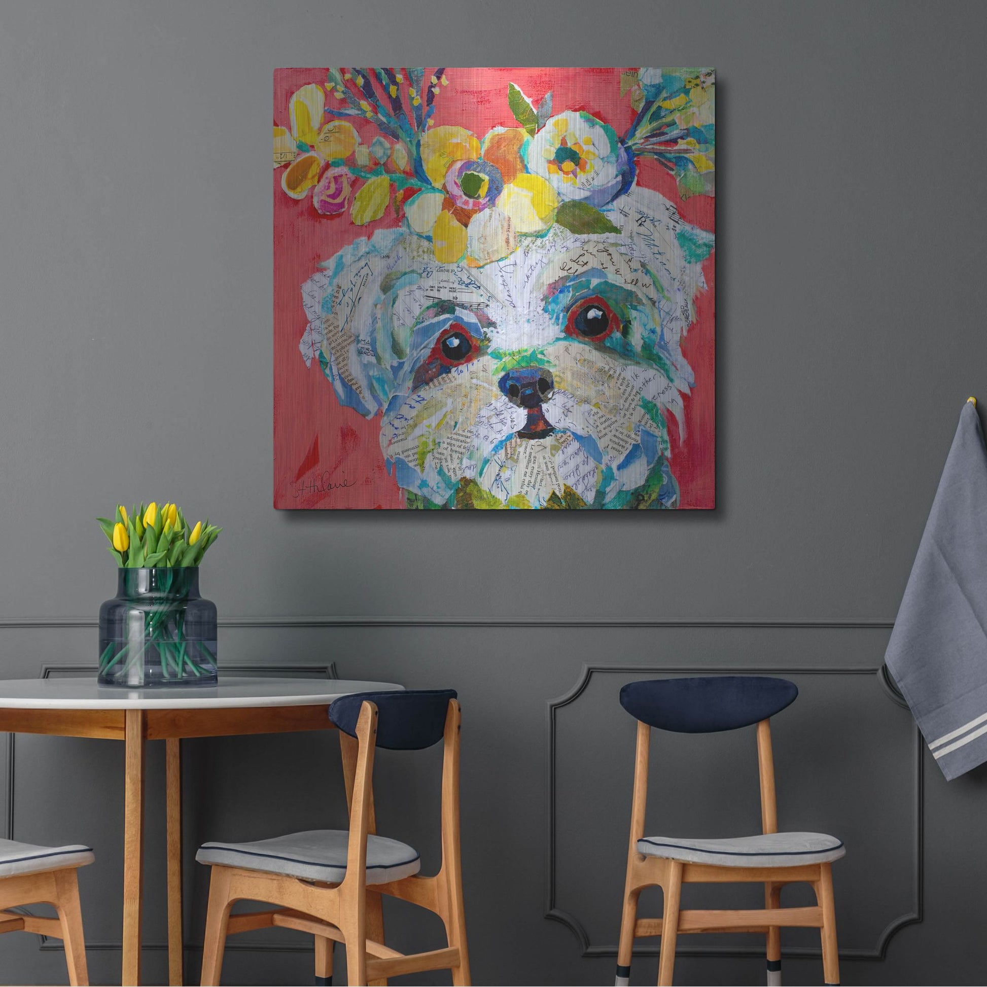 Luxe Metal Art 'Floral Hot Dog' by St. Hilaire Elizabeth, Metal Wall Art,36x36