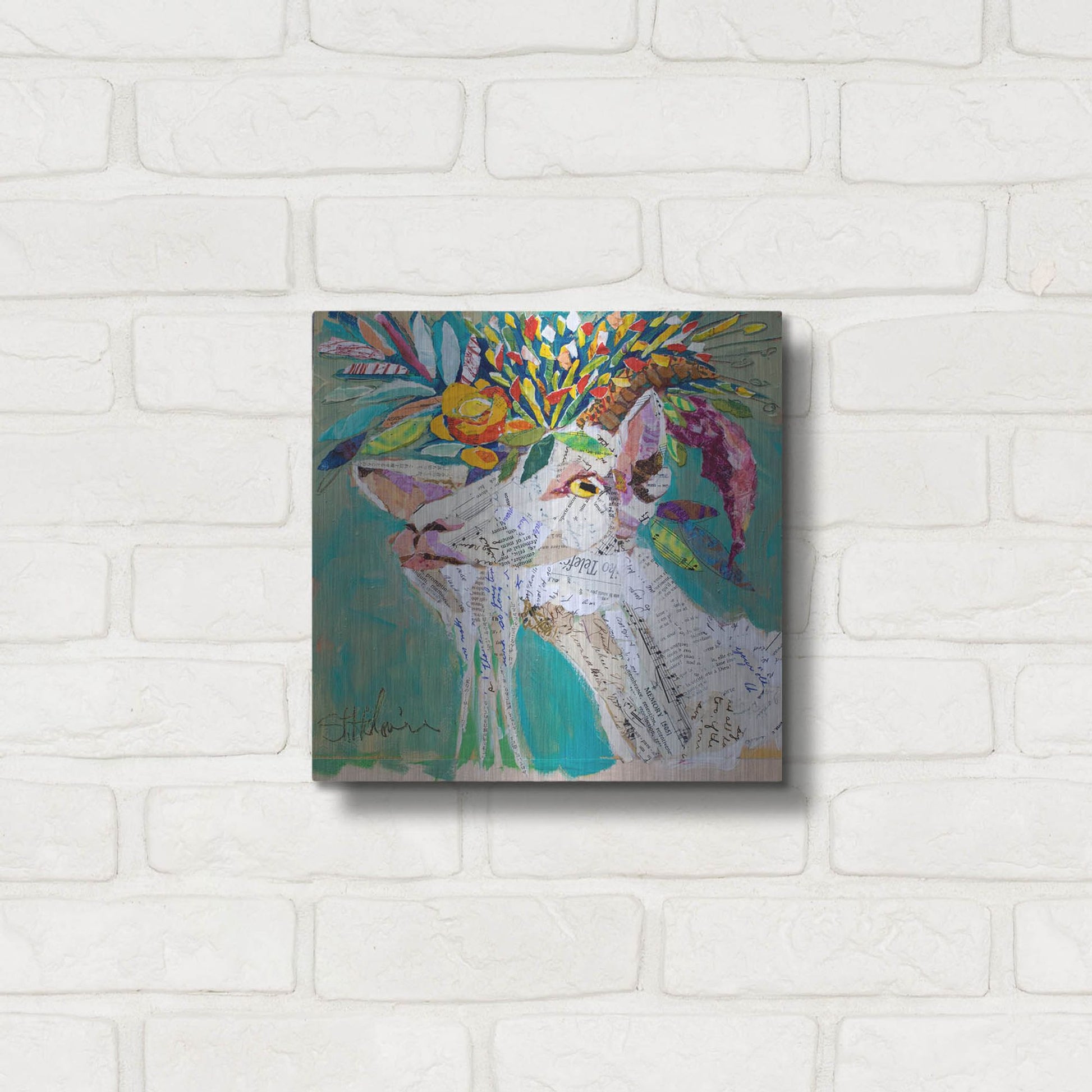 Luxe Metal Art 'Billiegoat' by St. Hilaire Elizabeth, Metal Wall Art,12x12