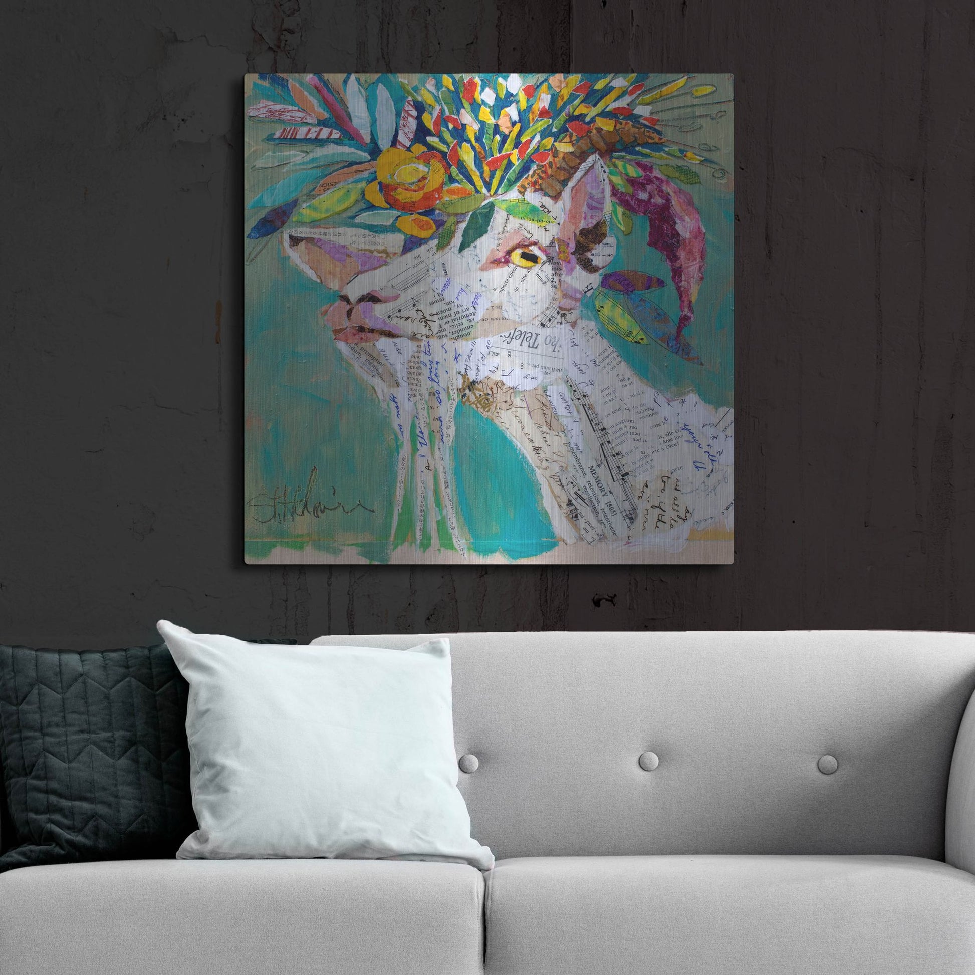 Luxe Metal Art 'Billiegoat' by St. Hilaire Elizabeth, Metal Wall Art,36x36