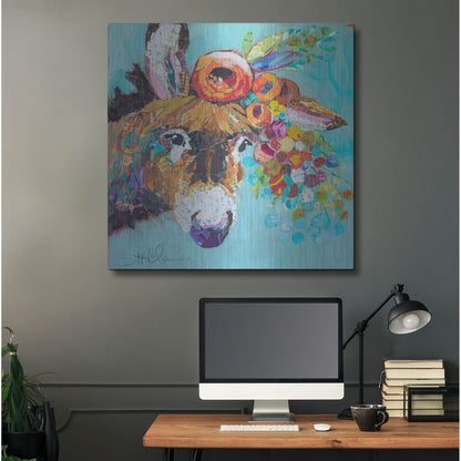 Luxe Metal Art 'Floral Donkey' by St. Hilaire Elizabeth, Metal Wall Art,36x36