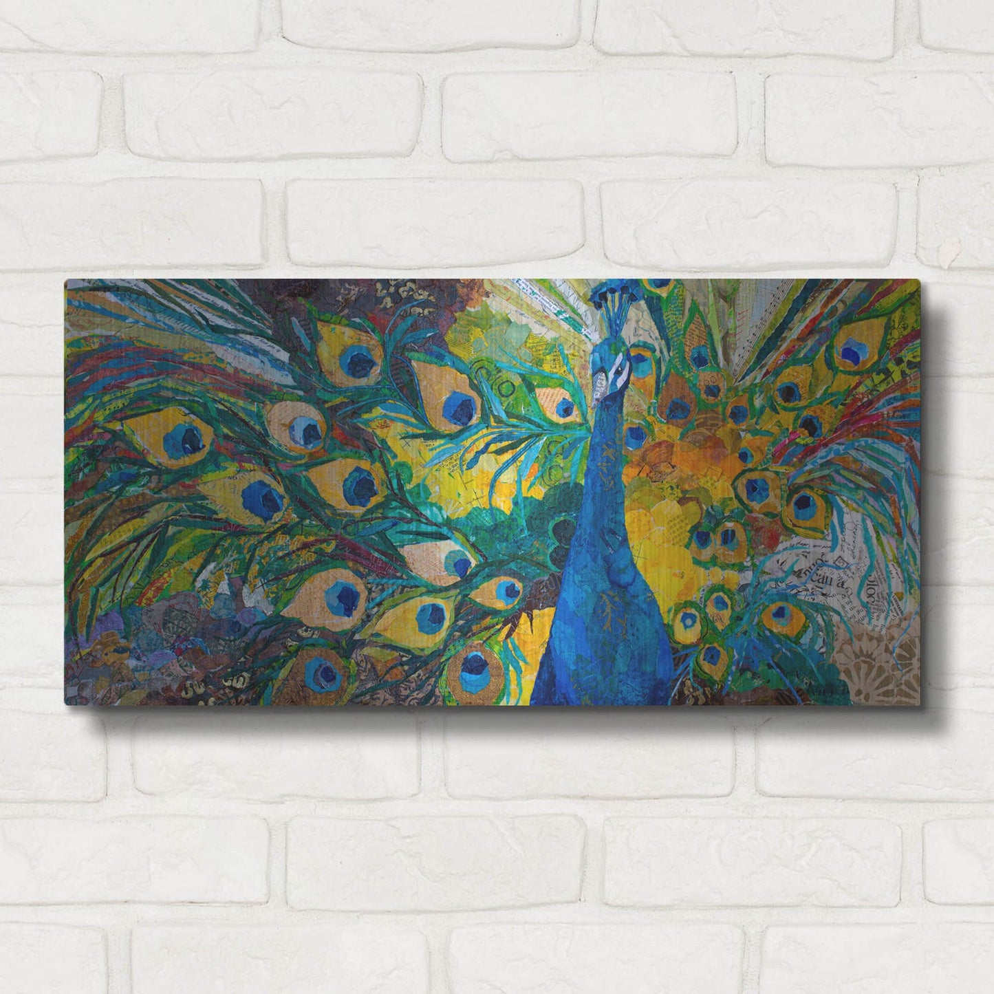 Luxe Metal Art 'Percy Peacock' by St. Hilaire Elizabeth, Metal Wall Art,24x12