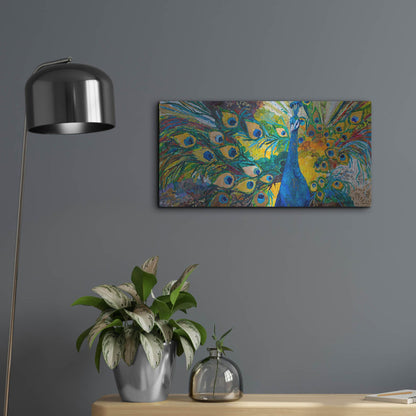 Luxe Metal Art 'Percy Peacock' by St. Hilaire Elizabeth, Metal Wall Art,24x12