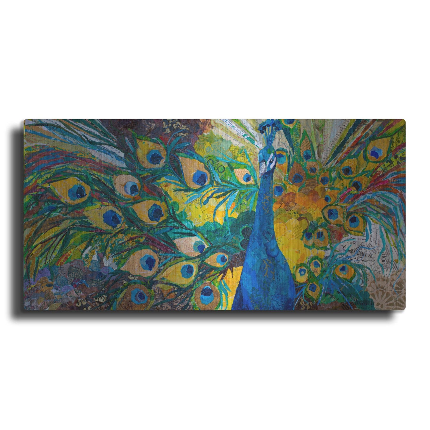 Luxe Metal Art 'Percy Peacock' by St. Hilaire Elizabeth, Metal Wall Art,24x12