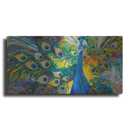 Luxe Metal Art 'Percy Peacock' by St. Hilaire Elizabeth, Metal Wall Art,24x12