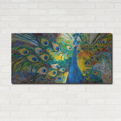 Luxe Metal Art 'Percy Peacock' by St. Hilaire Elizabeth, Metal Wall Art,48x24