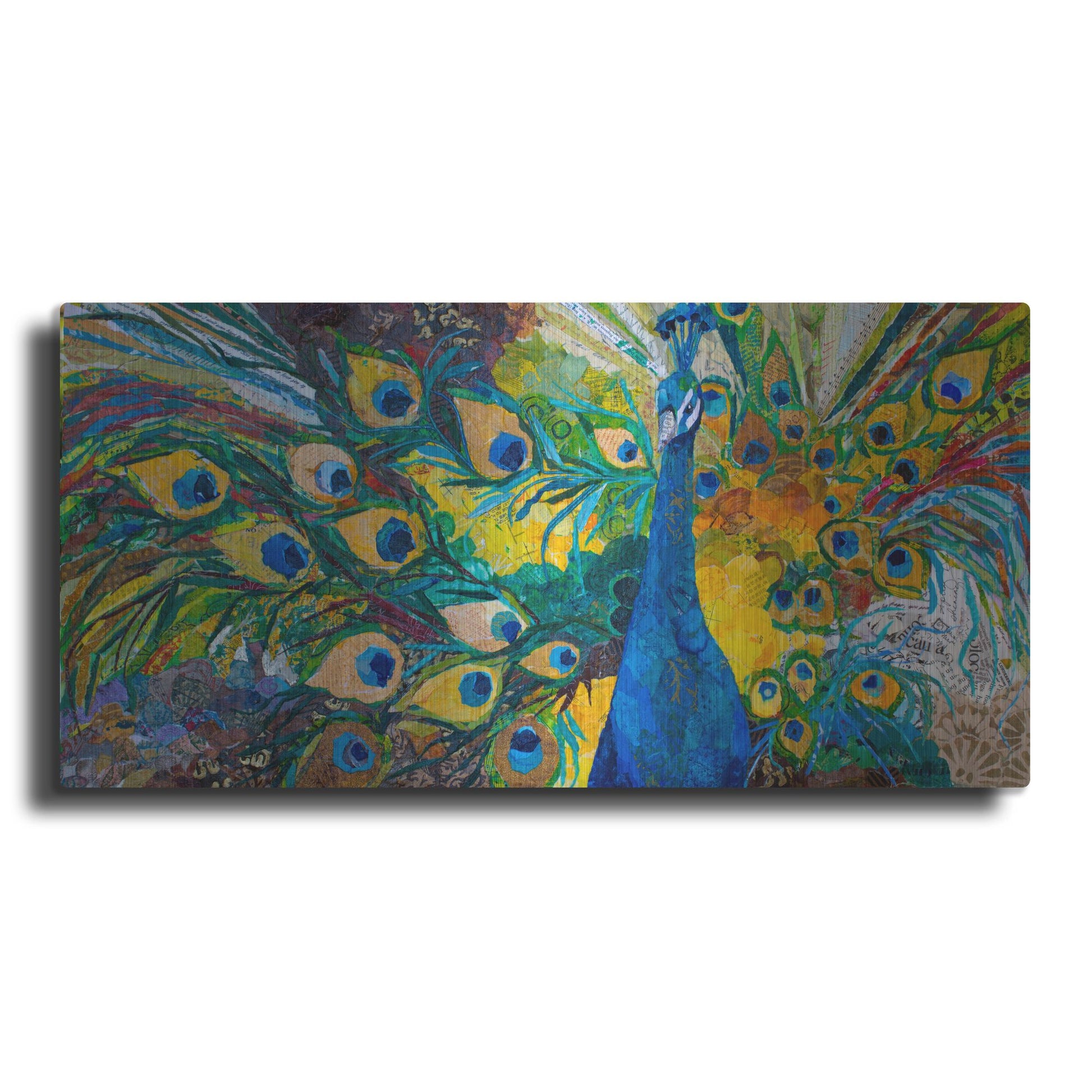 Luxe Metal Art 'Percy Peacock' by St. Hilaire Elizabeth, Metal Wall Art