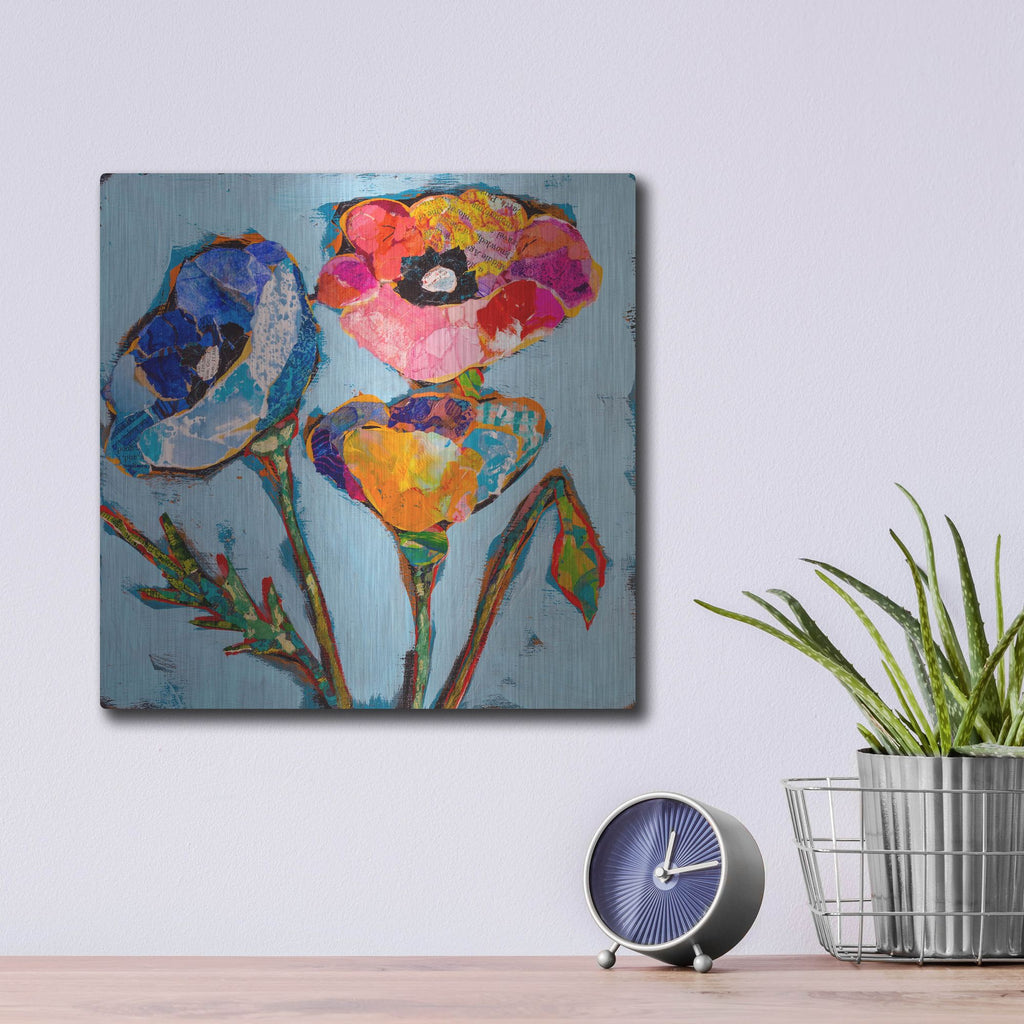 Luxe Metal Art 'Poppy 7' by St. Hilaire Elizabeth, Metal Wall Art,12x12