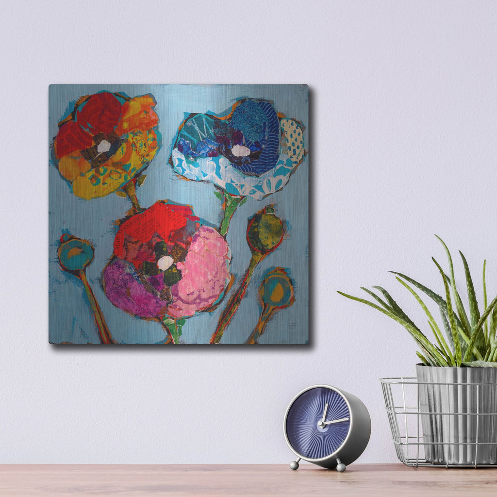 Luxe Metal Art 'Poppy 6' by St. Hilaire Elizabeth, Metal Wall Art,12x12