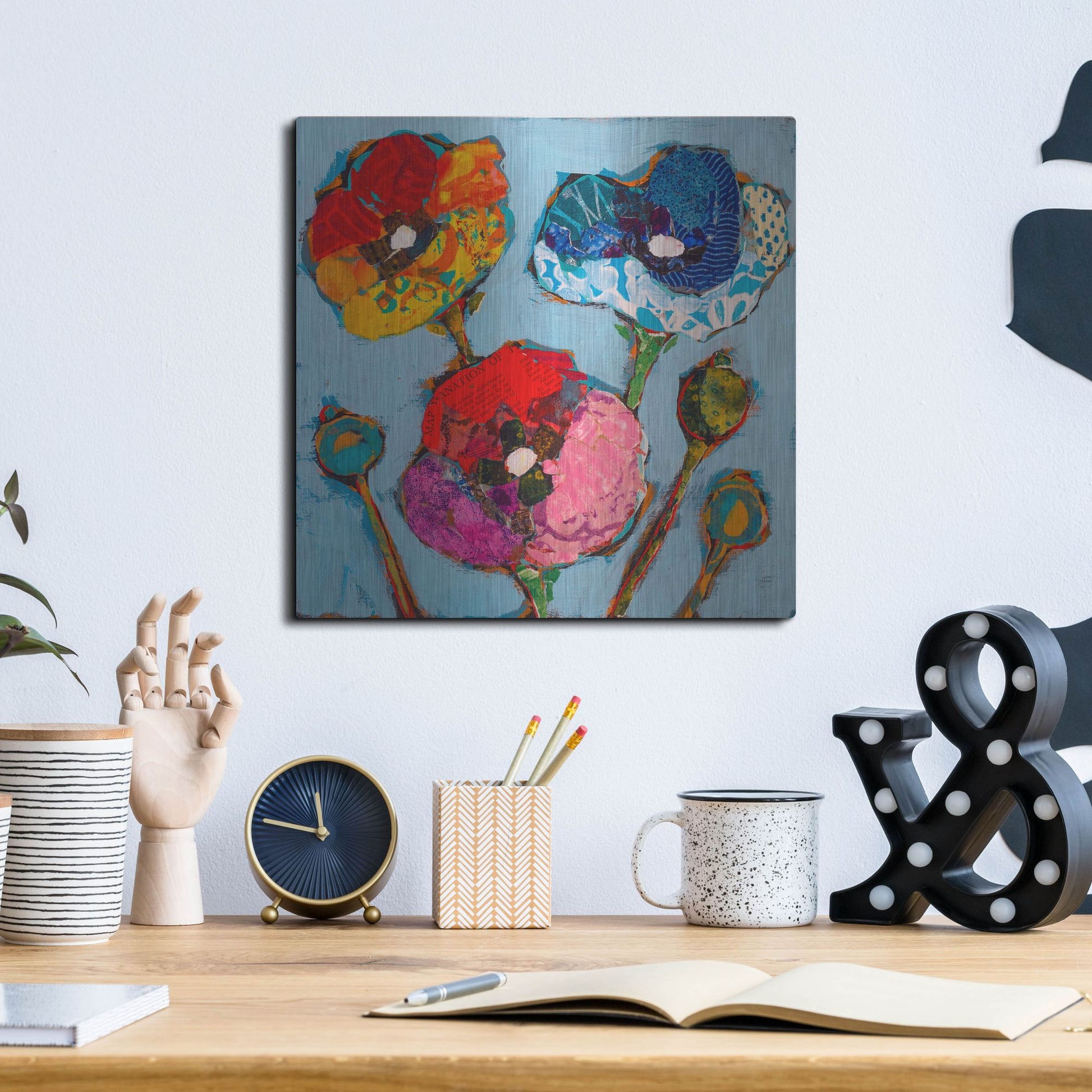 Luxe Metal Art 'Poppy 6' by St. Hilaire Elizabeth, Metal Wall Art,12x12