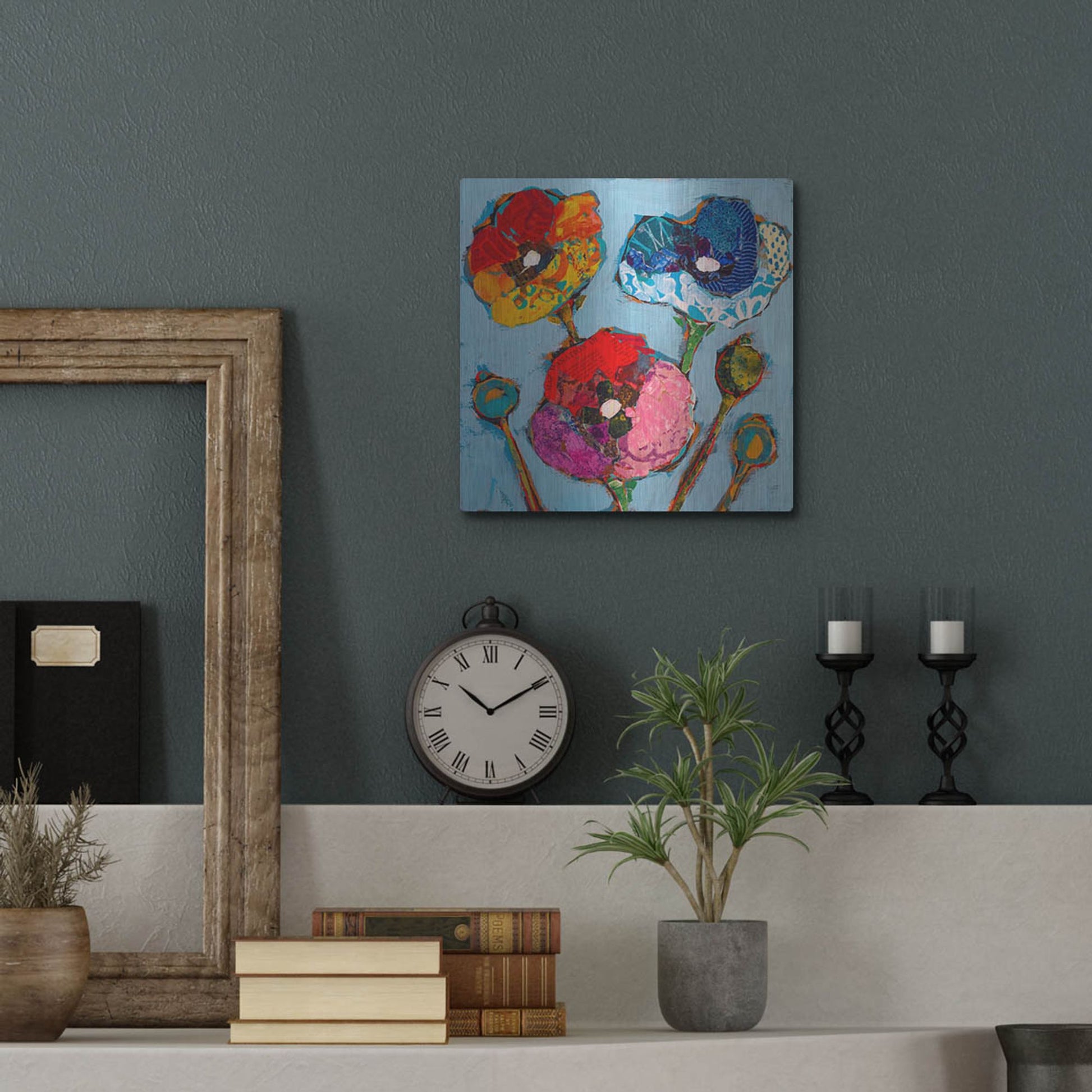 Luxe Metal Art 'Poppy 6' by St. Hilaire Elizabeth, Metal Wall Art,12x12