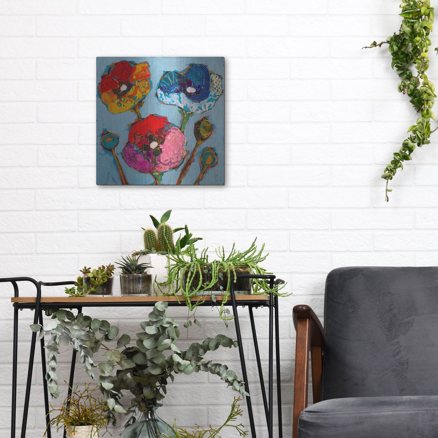 Luxe Metal Art 'Poppy 6' by St. Hilaire Elizabeth, Metal Wall Art,12x12