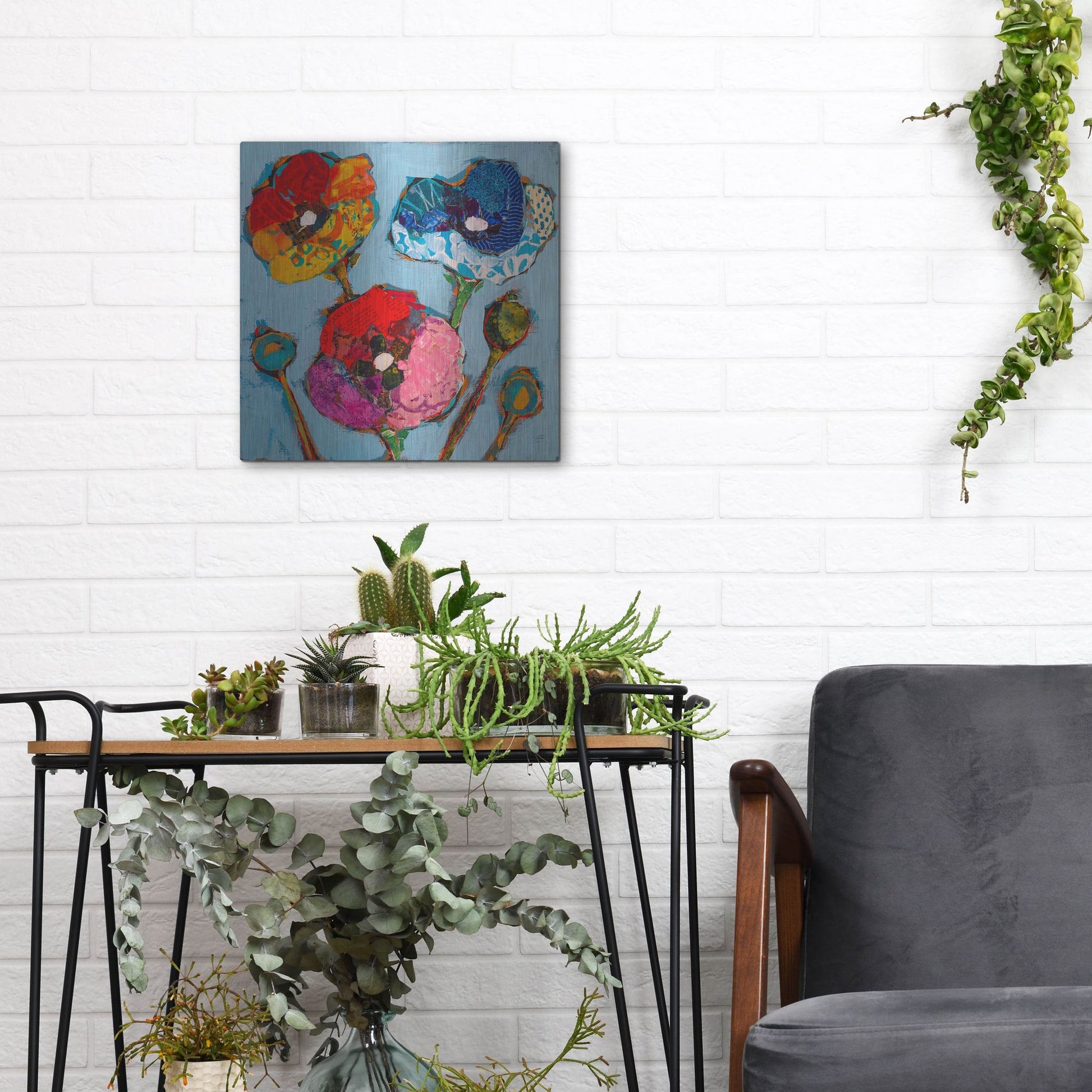 Luxe Metal Art 'Poppy 6' by St. Hilaire Elizabeth, Metal Wall Art,12x12