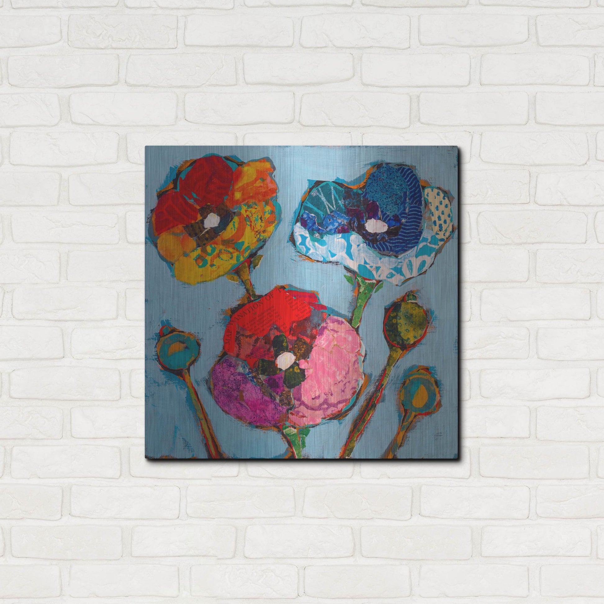 Luxe Metal Art 'Poppy 6' by St. Hilaire Elizabeth, Metal Wall Art,24x24