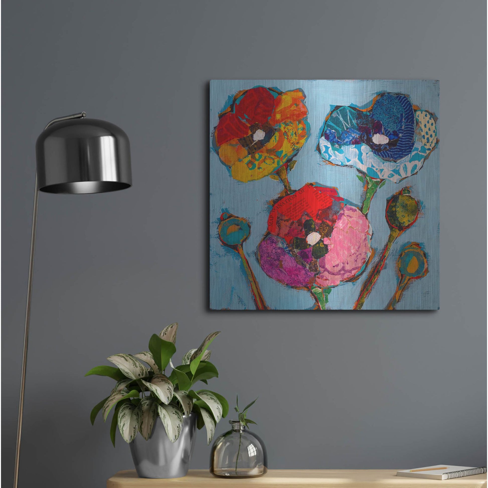 Luxe Metal Art 'Poppy 6' by St. Hilaire Elizabeth, Metal Wall Art,24x24