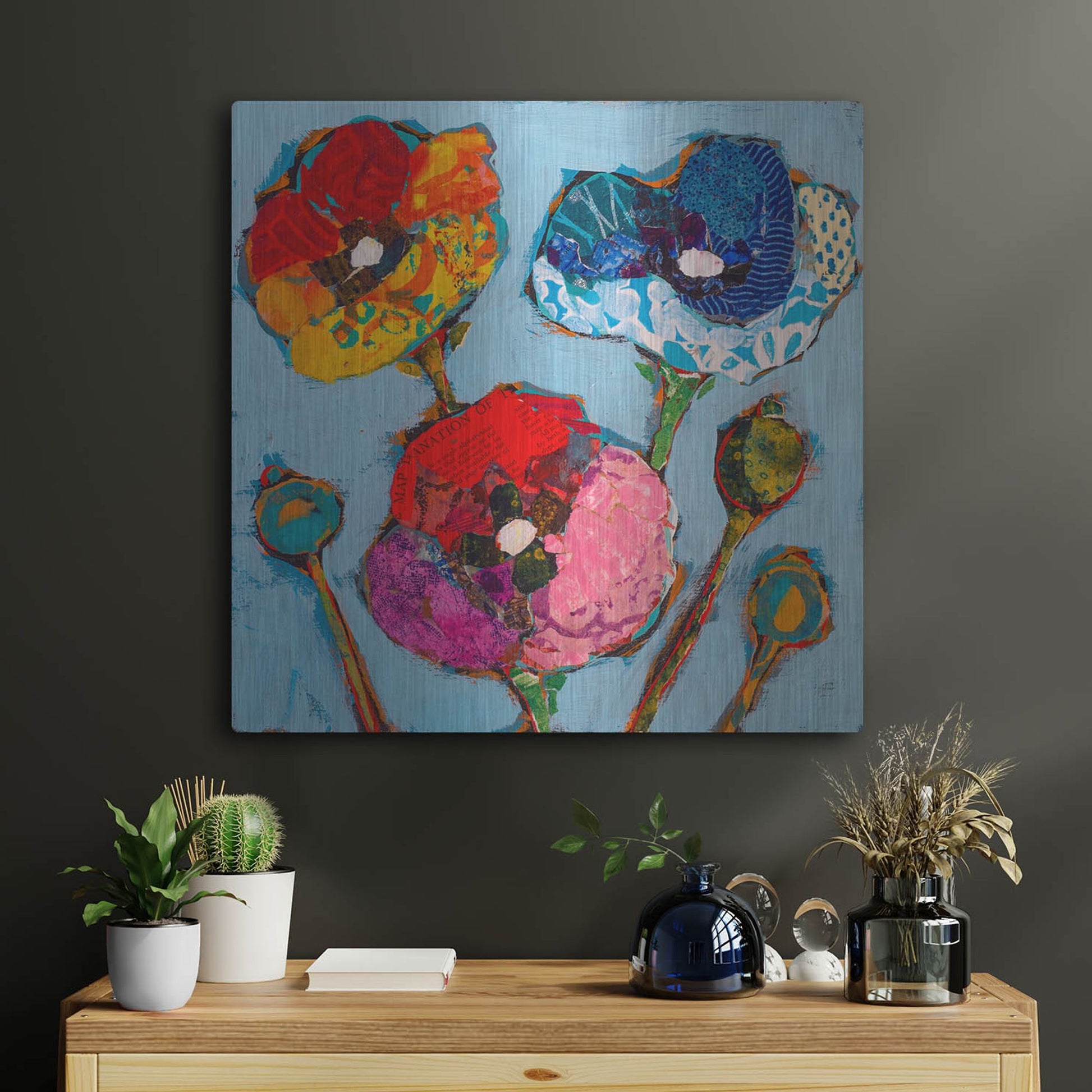 Luxe Metal Art 'Poppy 6' by St. Hilaire Elizabeth, Metal Wall Art,24x24