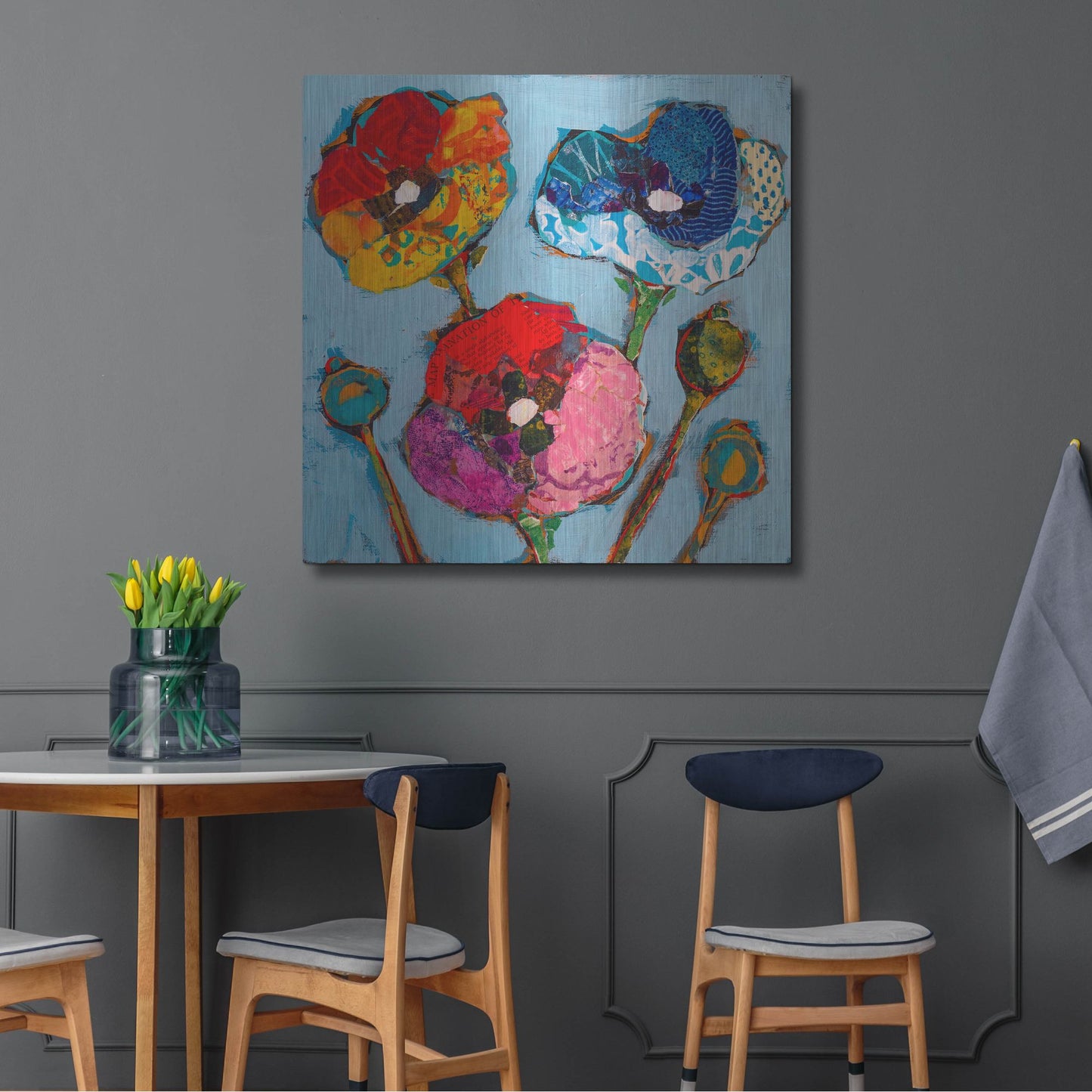 Luxe Metal Art 'Poppy 6' by St. Hilaire Elizabeth, Metal Wall Art,36x36