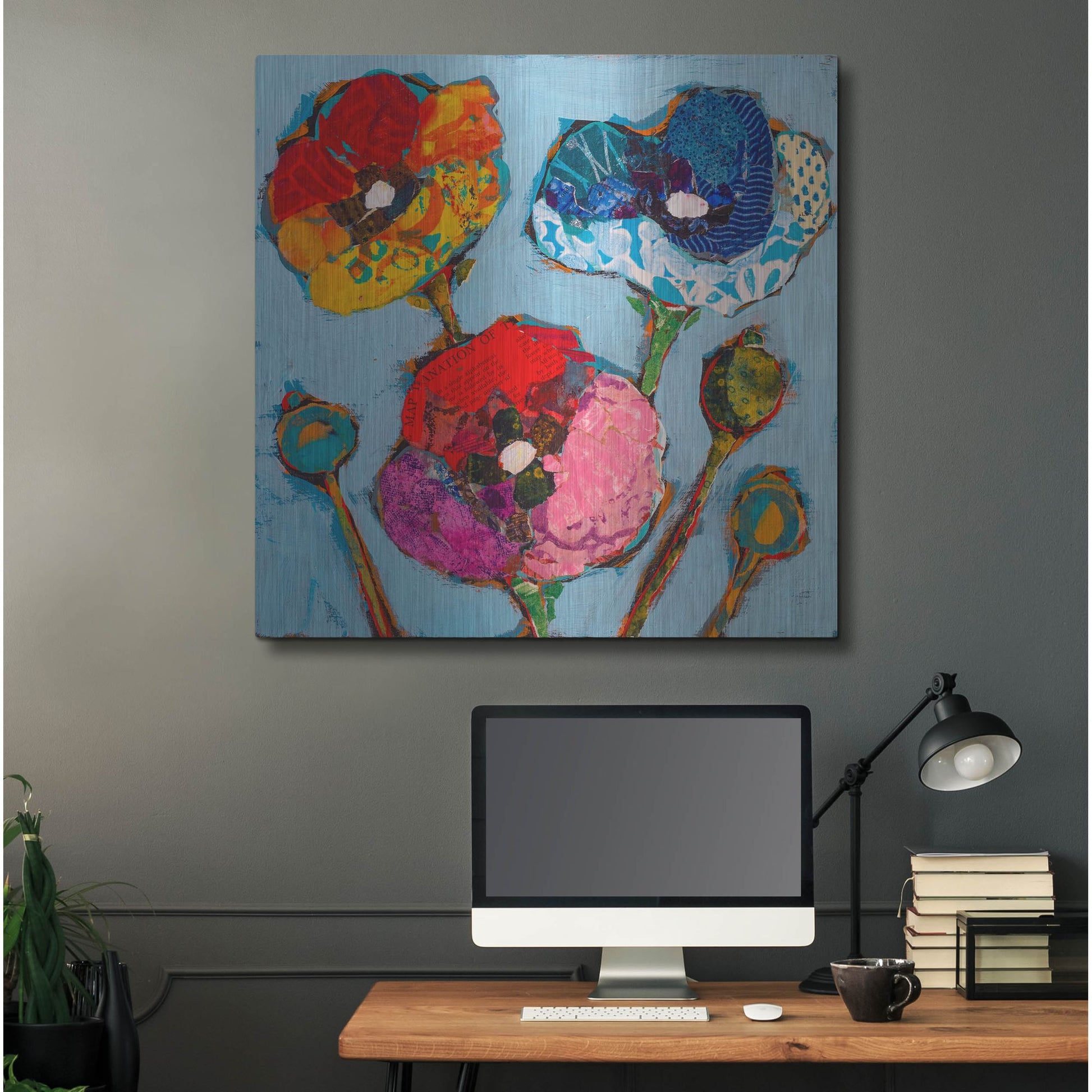 Luxe Metal Art 'Poppy 6' by St. Hilaire Elizabeth, Metal Wall Art,36x36