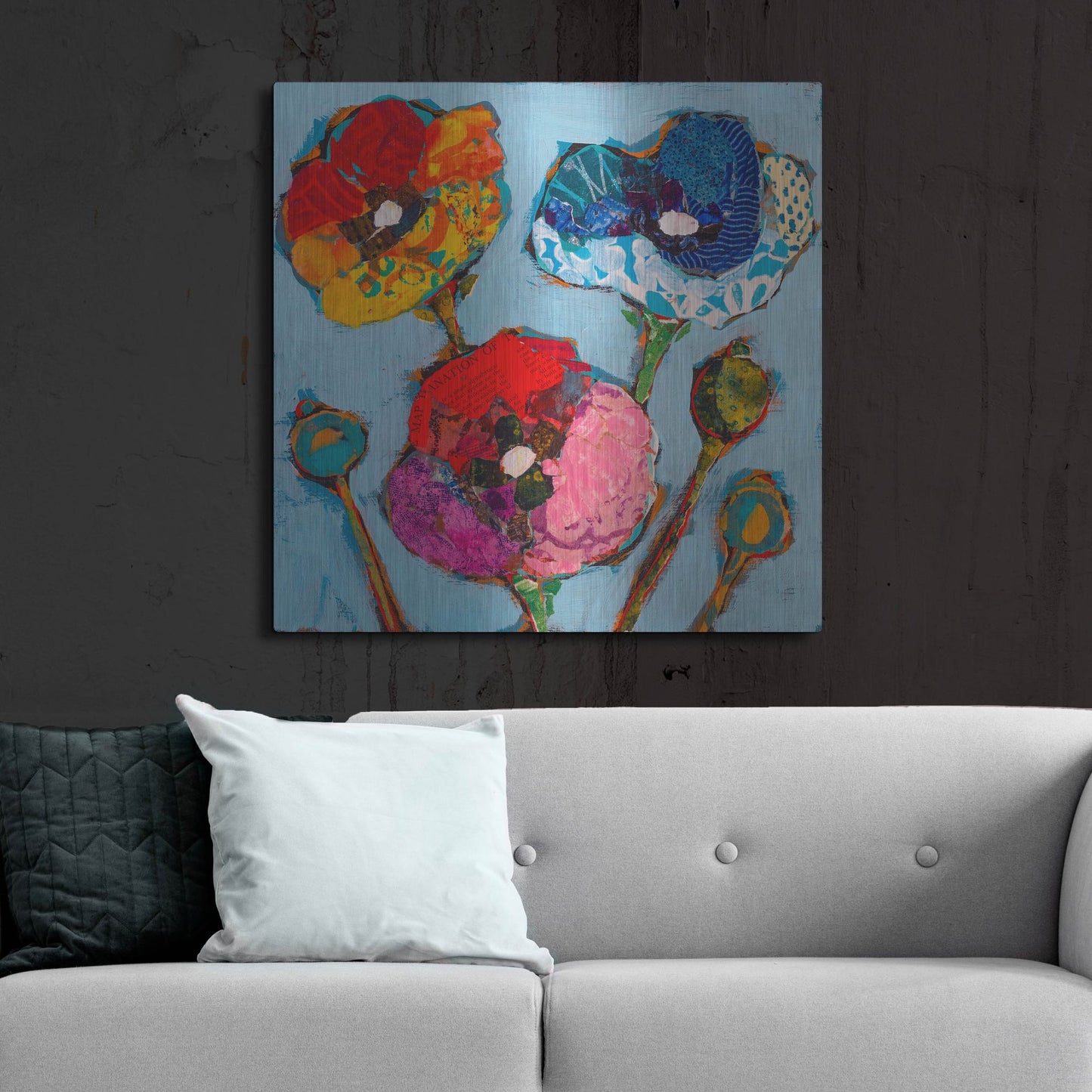 Luxe Metal Art 'Poppy 6' by St. Hilaire Elizabeth, Metal Wall Art,36x36