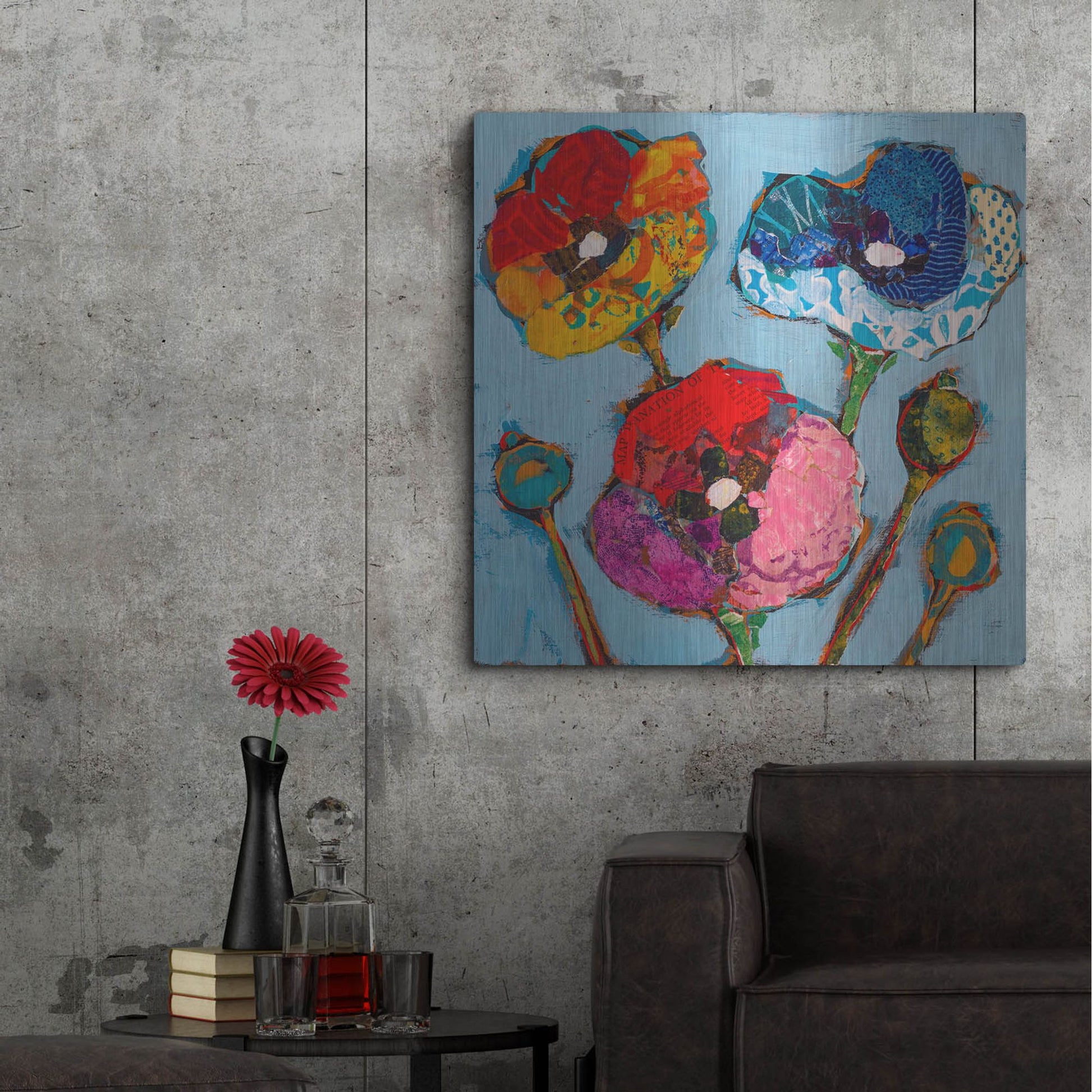Luxe Metal Art 'Poppy 6' by St. Hilaire Elizabeth, Metal Wall Art,36x36