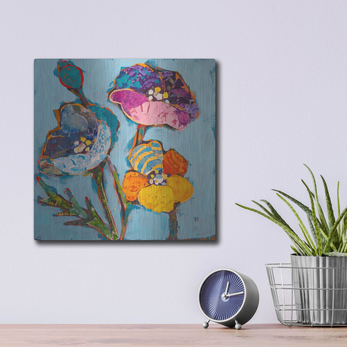 Luxe Metal Art 'Poppy 3' by St. Hilaire Elizabeth, Metal Wall Art,12x12