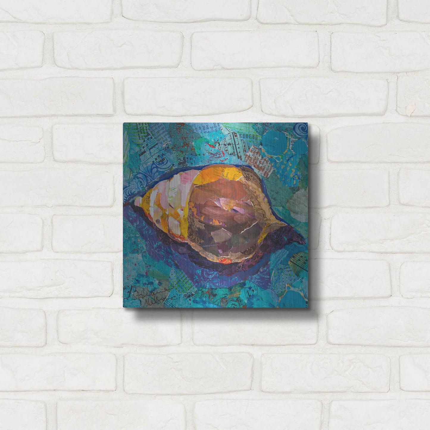 Luxe Metal Art 'Blue Spiral' by St. Hilaire Elizabeth, Metal Wall Art,12x12