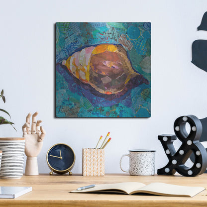 Luxe Metal Art 'Blue Spiral' by St. Hilaire Elizabeth, Metal Wall Art,12x12