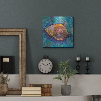 Luxe Metal Art 'Blue Spiral' by St. Hilaire Elizabeth, Metal Wall Art,12x12