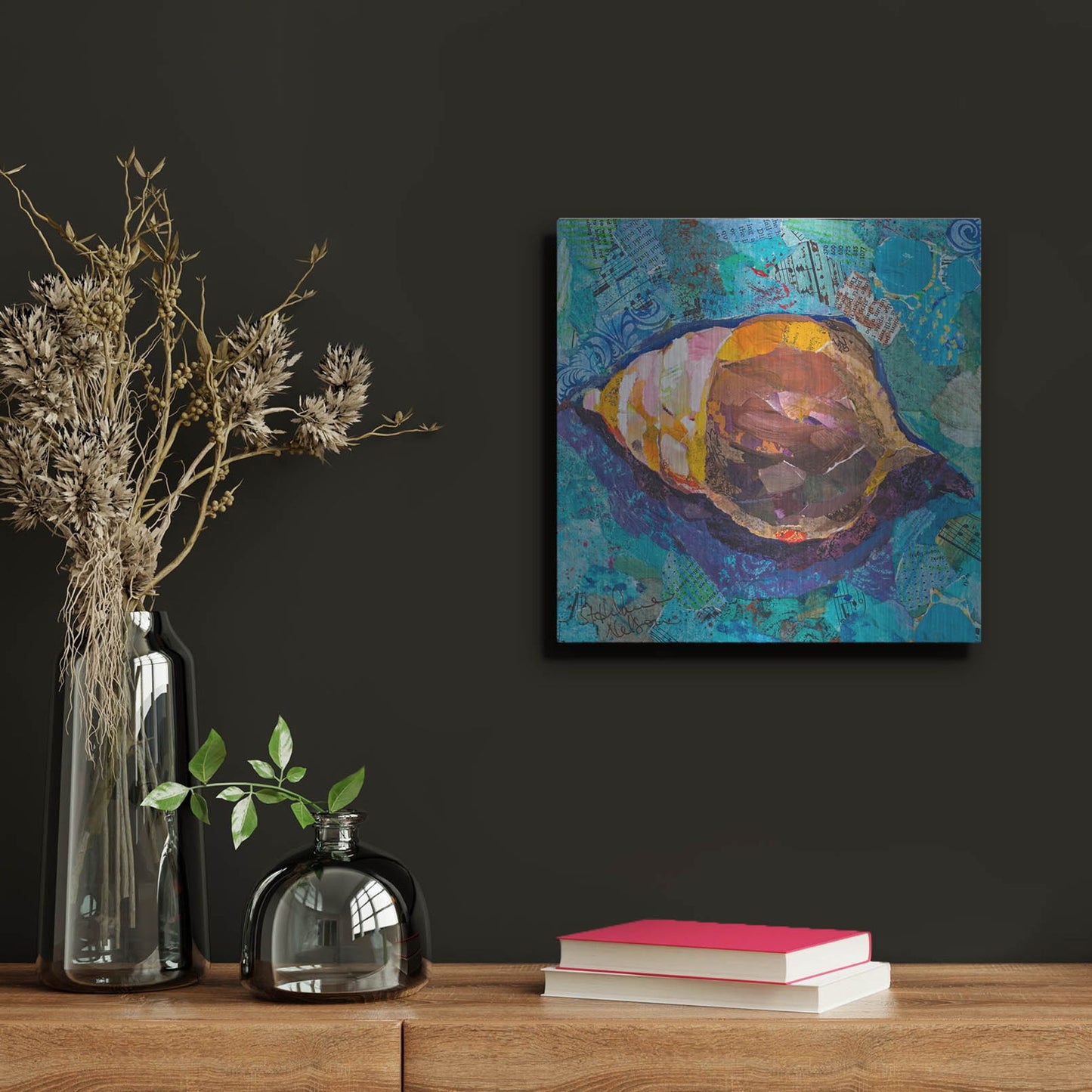 Luxe Metal Art 'Blue Spiral' by St. Hilaire Elizabeth, Metal Wall Art,12x12