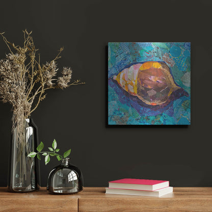Luxe Metal Art 'Blue Spiral' by St. Hilaire Elizabeth, Metal Wall Art,12x12