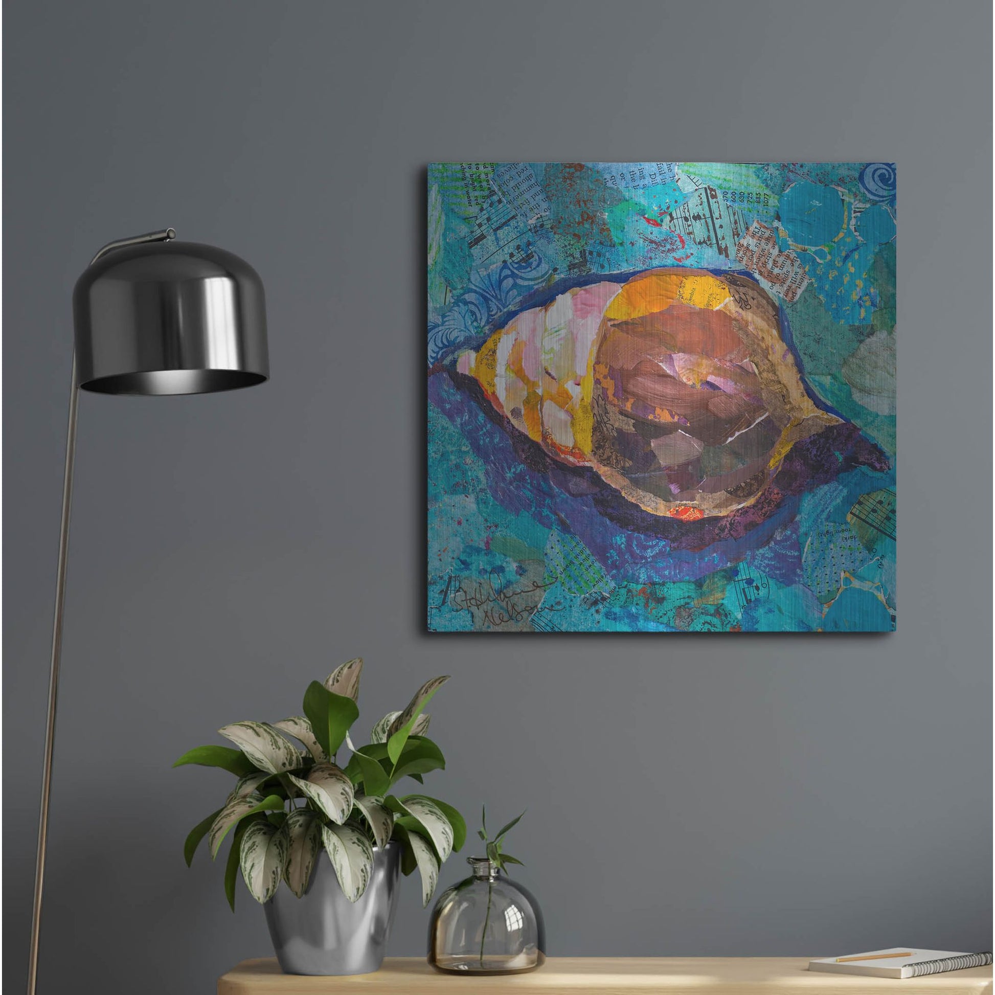 Luxe Metal Art 'Blue Spiral' by St. Hilaire Elizabeth, Metal Wall Art,24x24