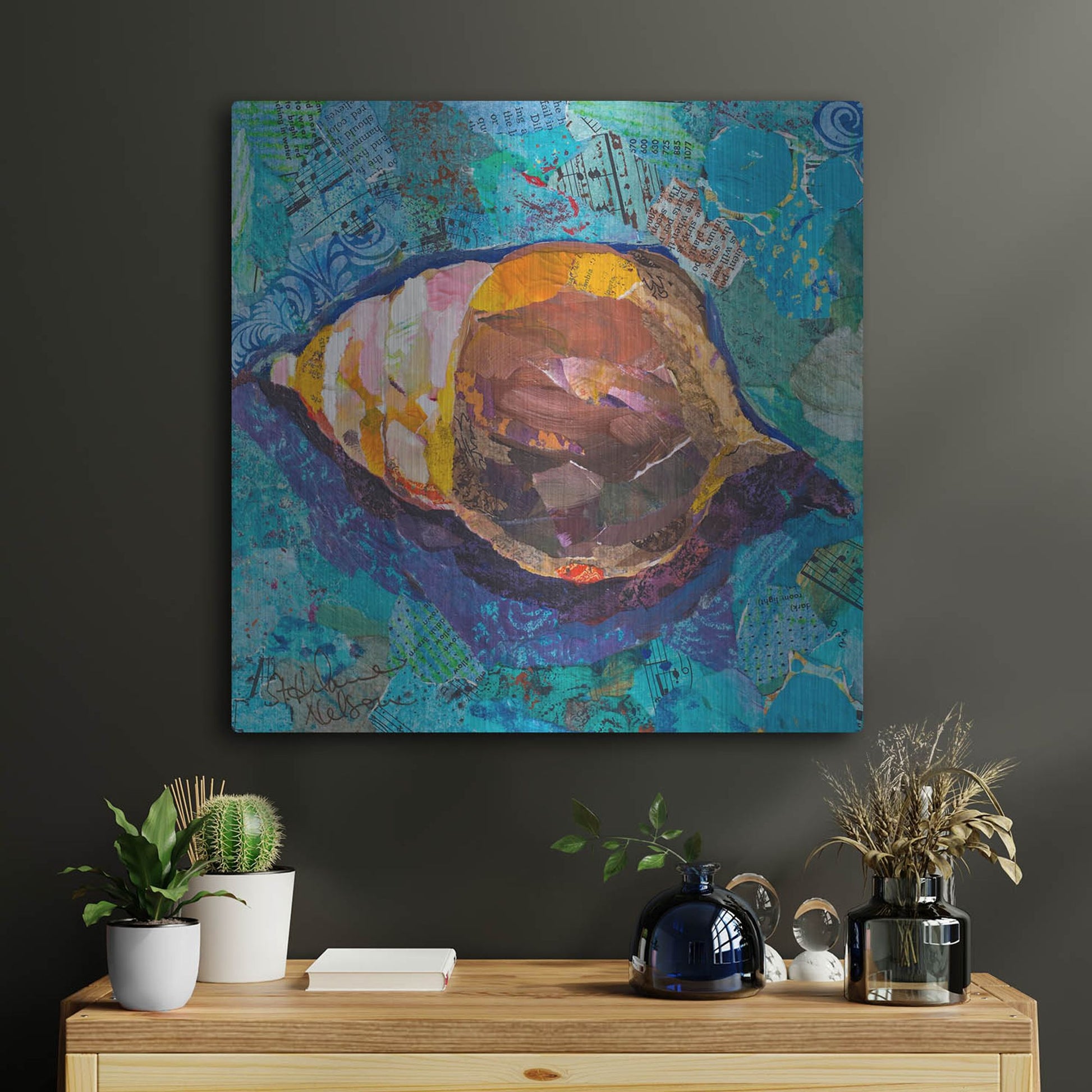 Luxe Metal Art 'Blue Spiral' by St. Hilaire Elizabeth, Metal Wall Art,24x24