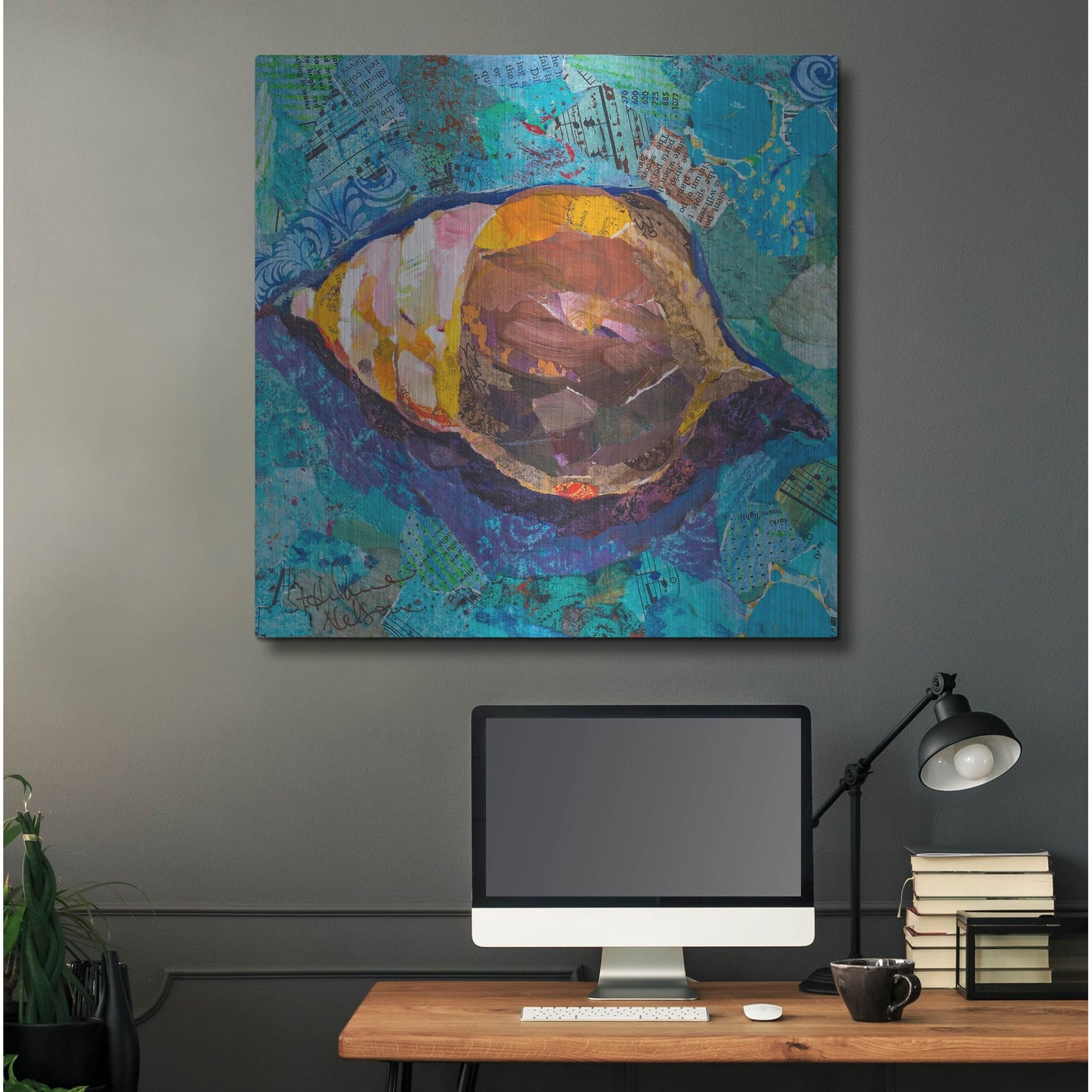 Luxe Metal Art 'Blue Spiral' by St. Hilaire Elizabeth, Metal Wall Art,36x36