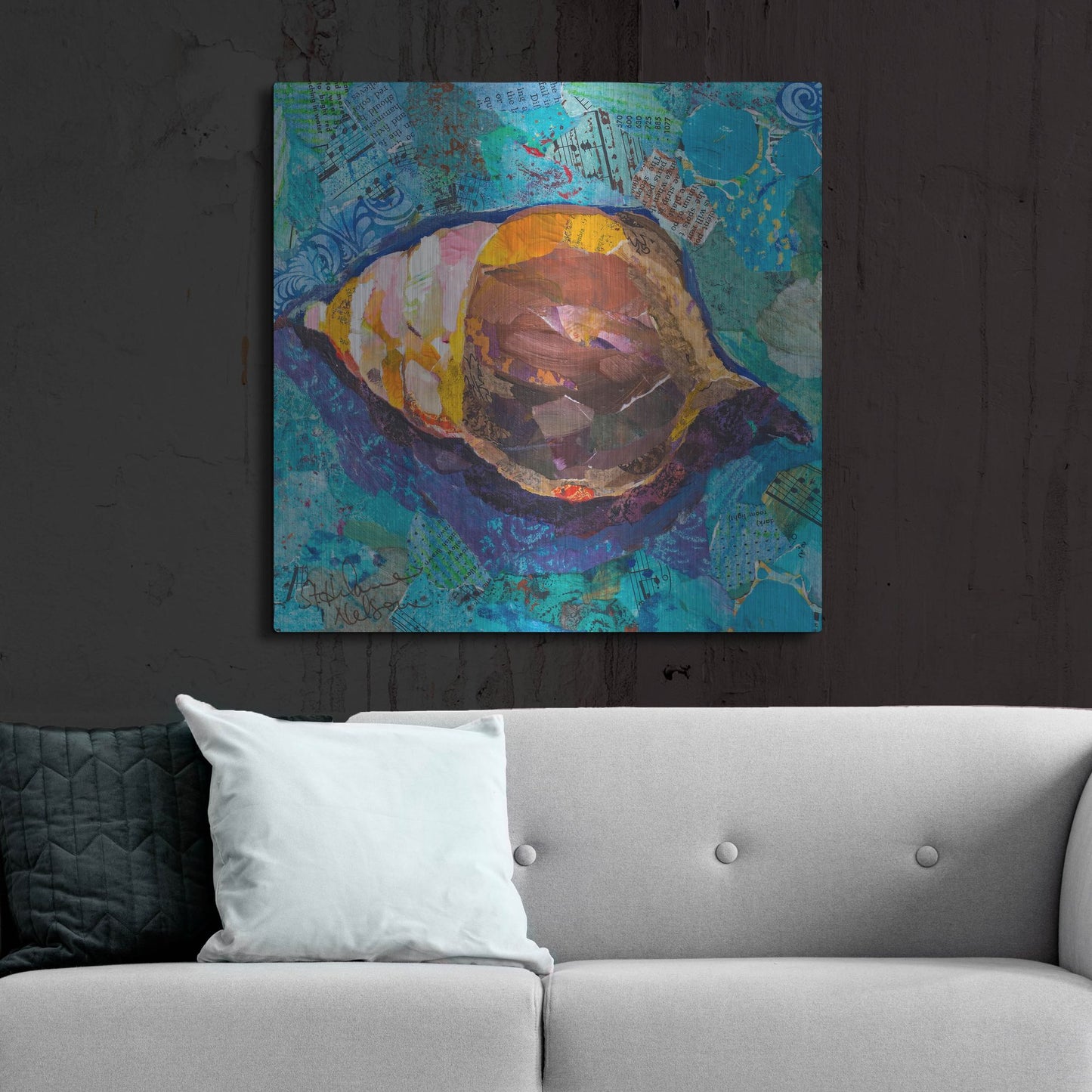 Luxe Metal Art 'Blue Spiral' by St. Hilaire Elizabeth, Metal Wall Art,36x36