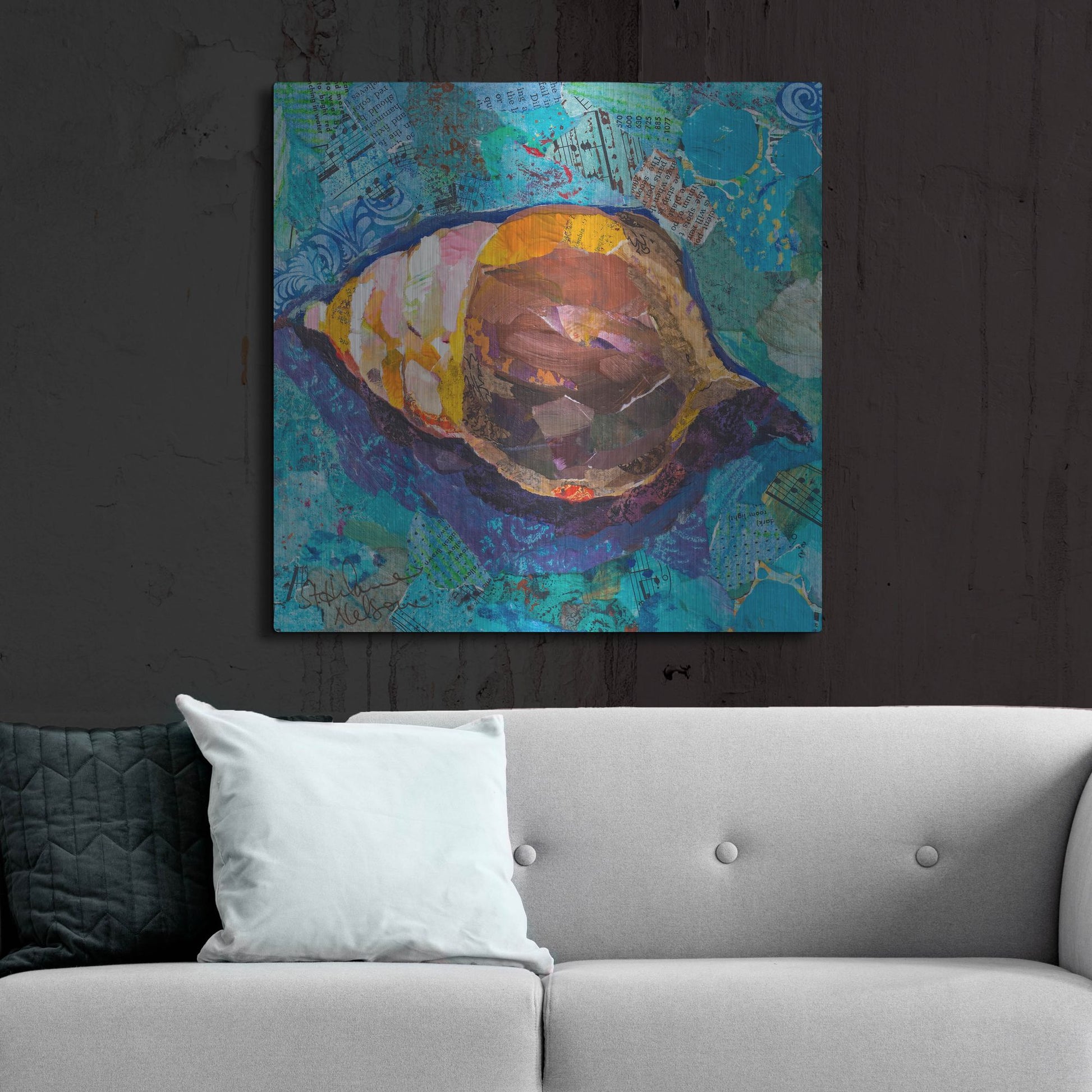 Luxe Metal Art 'Blue Spiral' by St. Hilaire Elizabeth, Metal Wall Art,36x36