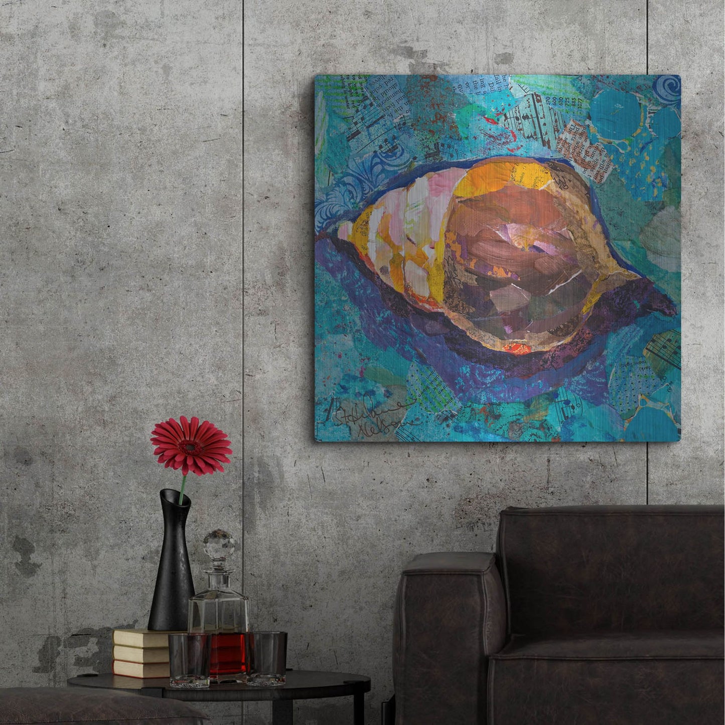 Luxe Metal Art 'Blue Spiral' by St. Hilaire Elizabeth, Metal Wall Art,36x36