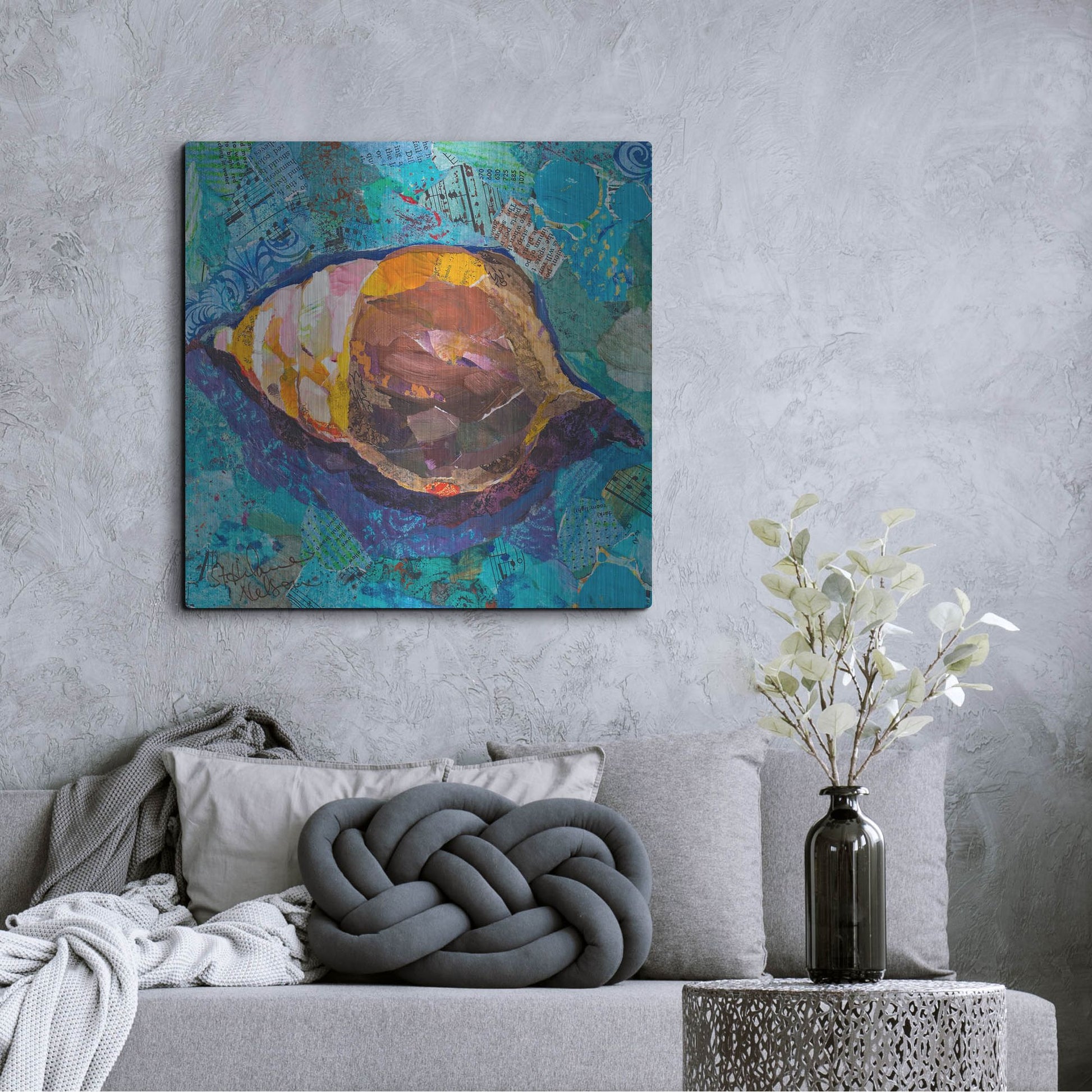 Luxe Metal Art 'Blue Spiral' by St. Hilaire Elizabeth, Metal Wall Art,36x36