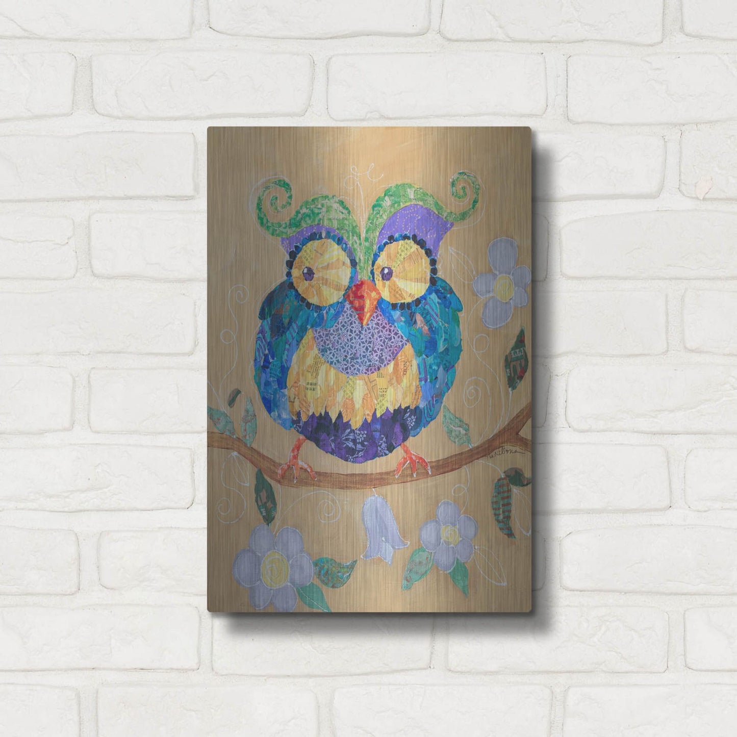 Luxe Metal Art 'Owl Always Love You Too' by St. Hilaire Elizabeth, Metal Wall Art,12x16