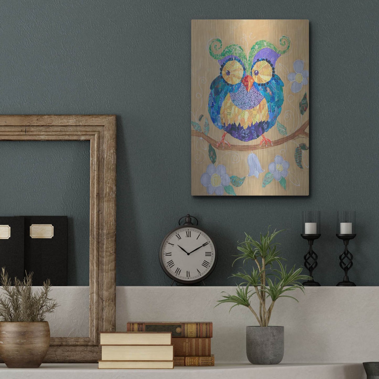 Luxe Metal Art 'Owl Always Love You Too' by St. Hilaire Elizabeth, Metal Wall Art,12x16