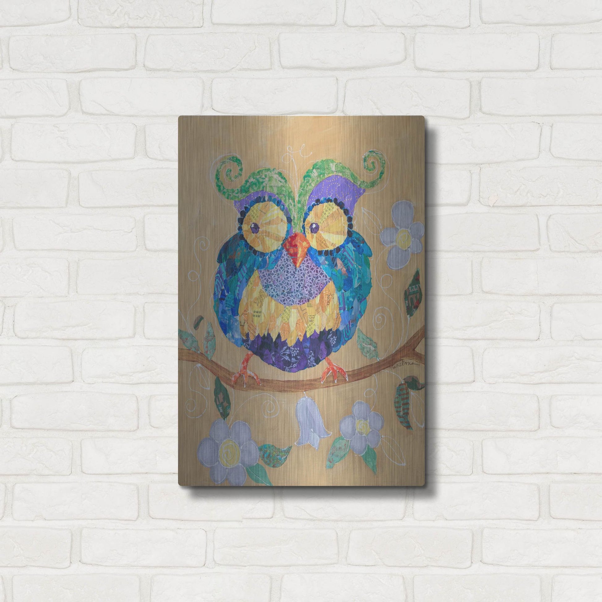 Luxe Metal Art 'Owl Always Love You Too' by St. Hilaire Elizabeth, Metal Wall Art,16x24