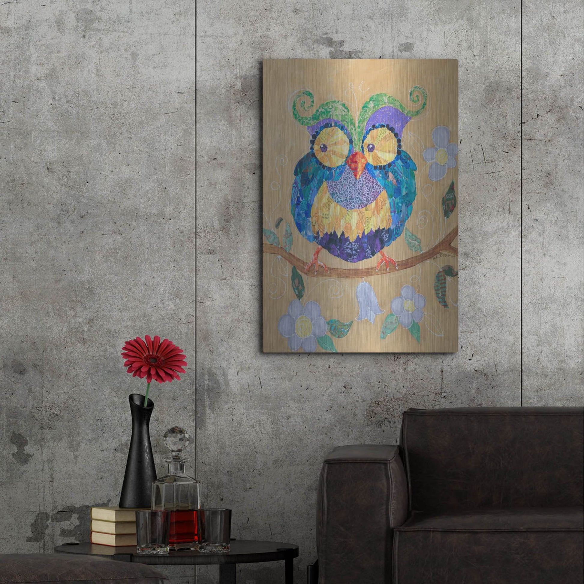 Luxe Metal Art 'Owl Always Love You Too' by St. Hilaire Elizabeth, Metal Wall Art,24x36