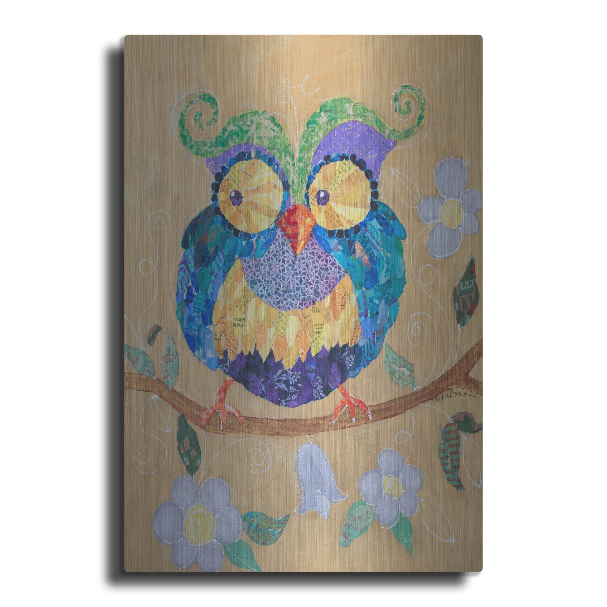 Luxe Metal Art 'Owl Always Love You Too' by St. Hilaire Elizabeth, Metal Wall Art