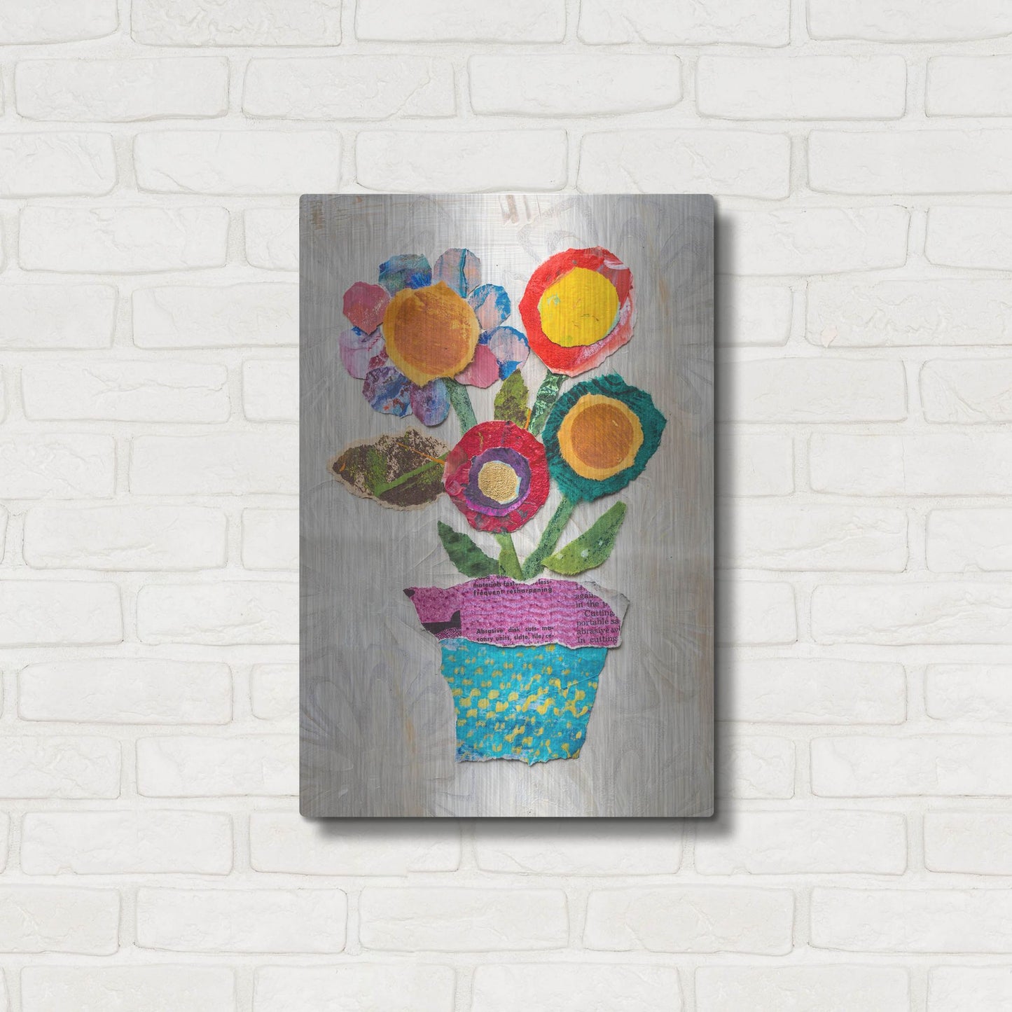 Luxe Metal Art 'Flower Pot 1' by St. Hilaire Elizabeth, Metal Wall Art,16x24