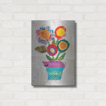 Luxe Metal Art 'Flower Pot 1' by St. Hilaire Elizabeth, Metal Wall Art,16x24