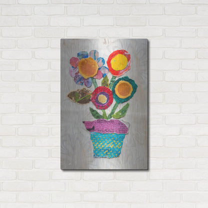 Luxe Metal Art 'Flower Pot 1' by St. Hilaire Elizabeth, Metal Wall Art,24x36