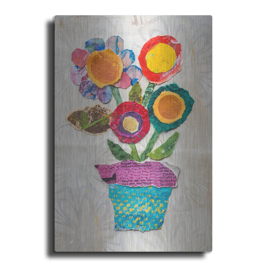 Luxe Metal Art 'Flower Pot 1' by St. Hilaire Elizabeth, Metal Wall Art